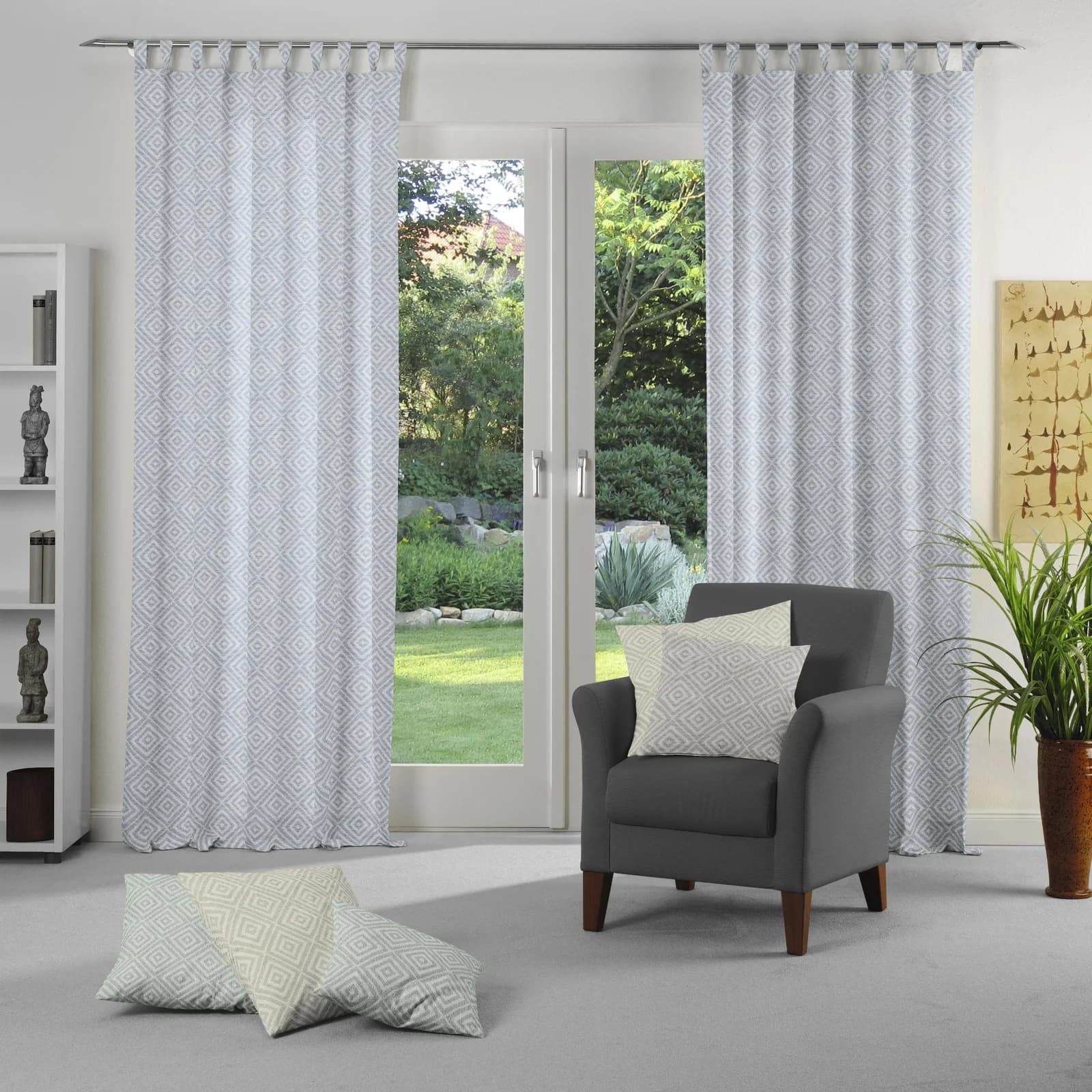 Vorhang WIRTH Telfort Blau Jacquard Schlaufen