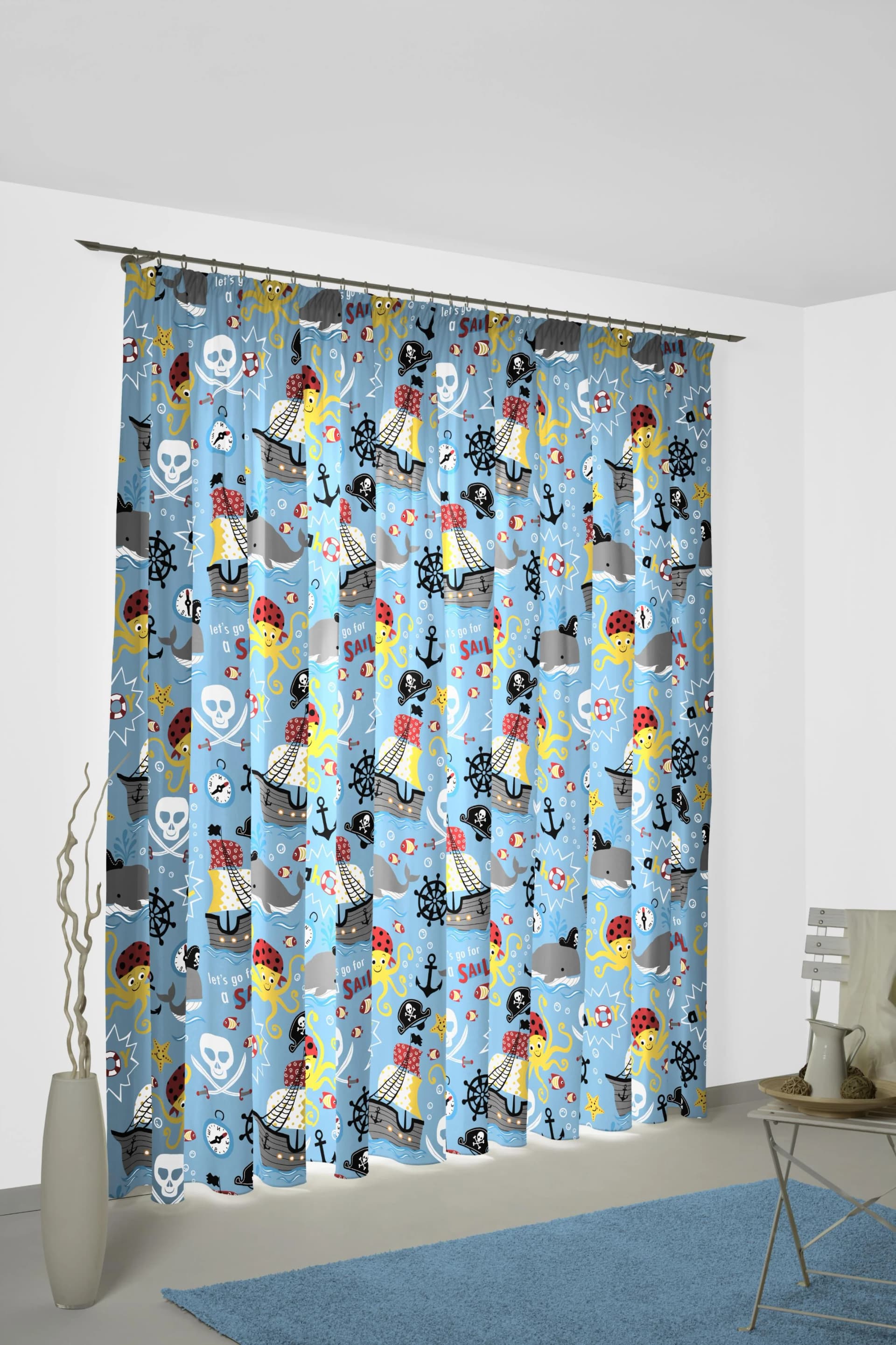 Vorhang ADAM Pirates Blau Bio-Baumwolle
