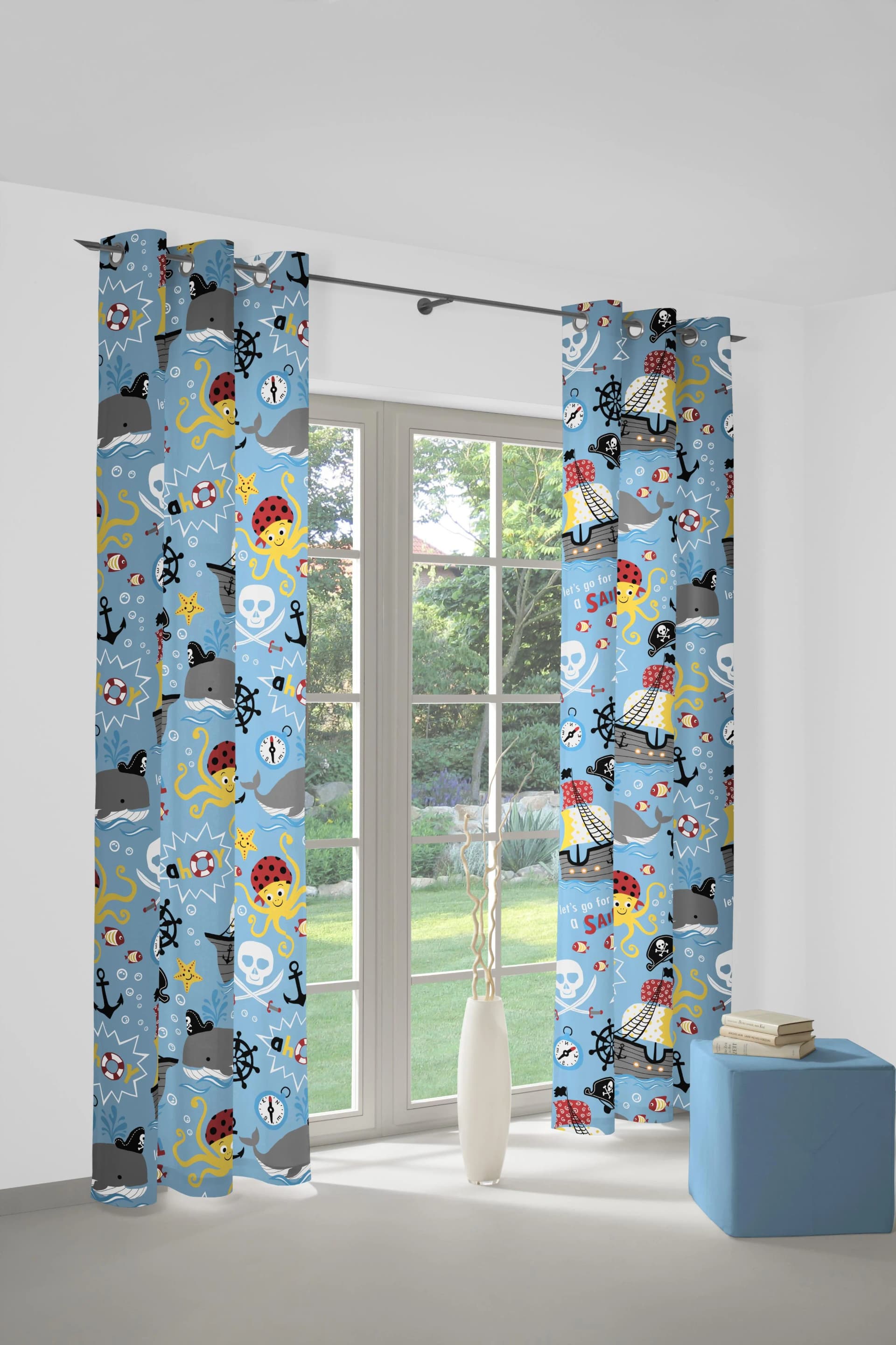 Vorhang ADAM Pirates Blau Bio-Baumwolle Jacquard