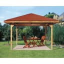 WEKA Gartenoase 651 Pavillon Braun 380x380cm Massivholzdach Bild 1