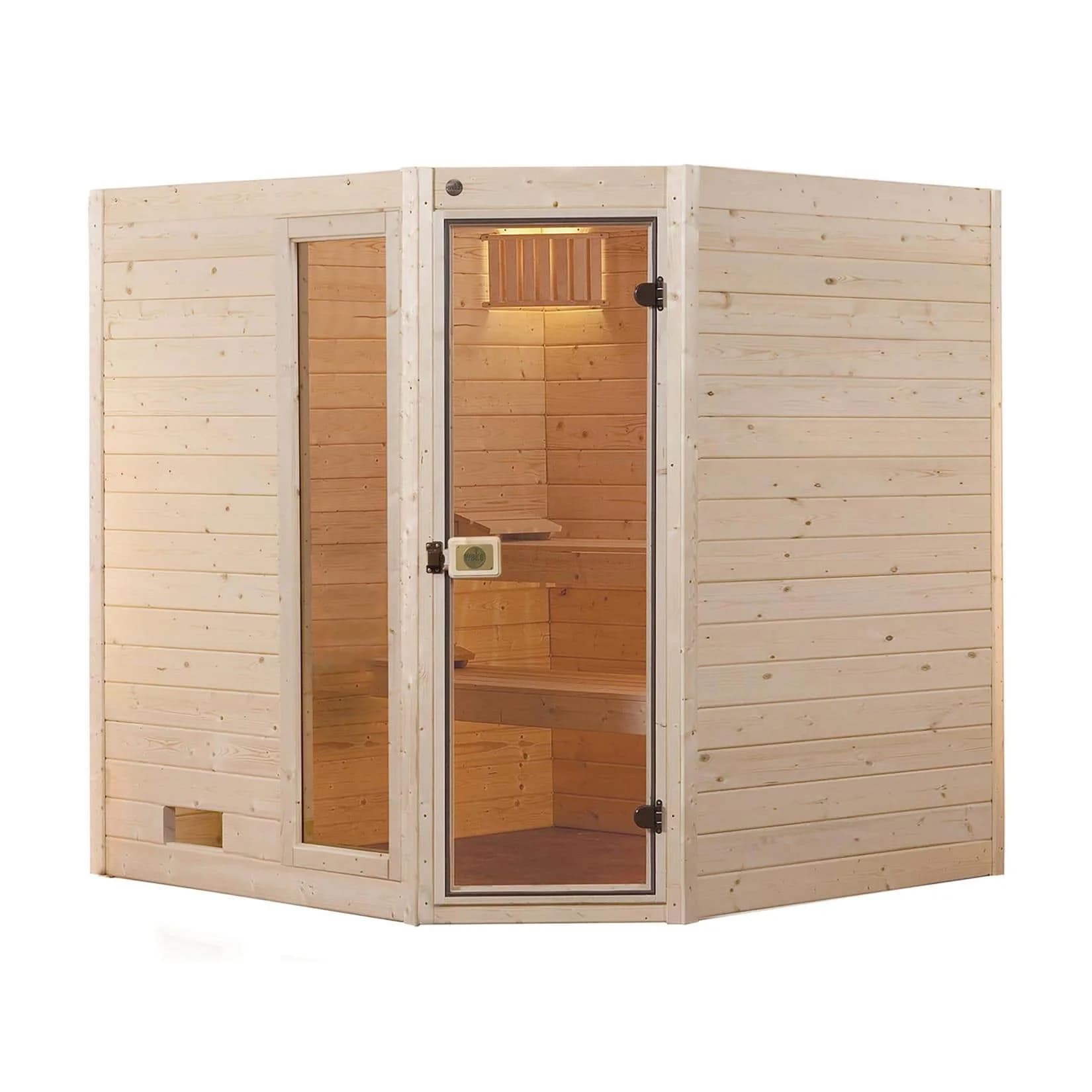 Weka Massivholz-Sauna VALIDA Gr. 2 Sparset Eck 7,5 kW BioS inkl. digitaler Steuerung