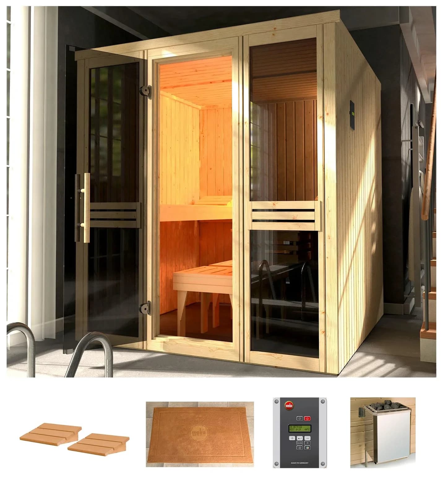 Sauna WEKA Classic Bio-Kombiofen 7,5 kW Beige