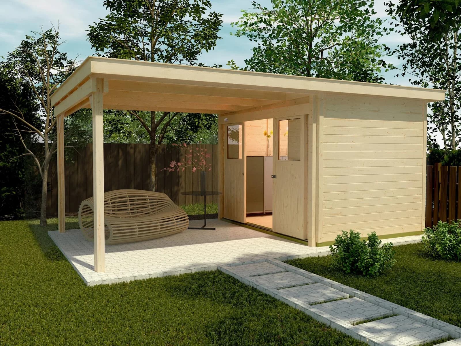 WEKA Loungehaus Gr.3 Naturlassenes Fichtenholz Gartenhaus