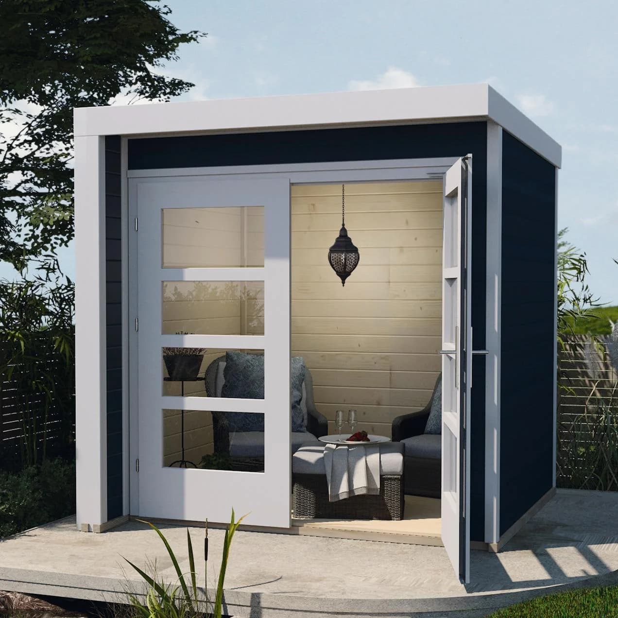 WEKA Gartenhaus Design 262 anthrazit Flachdach 214x215 cm