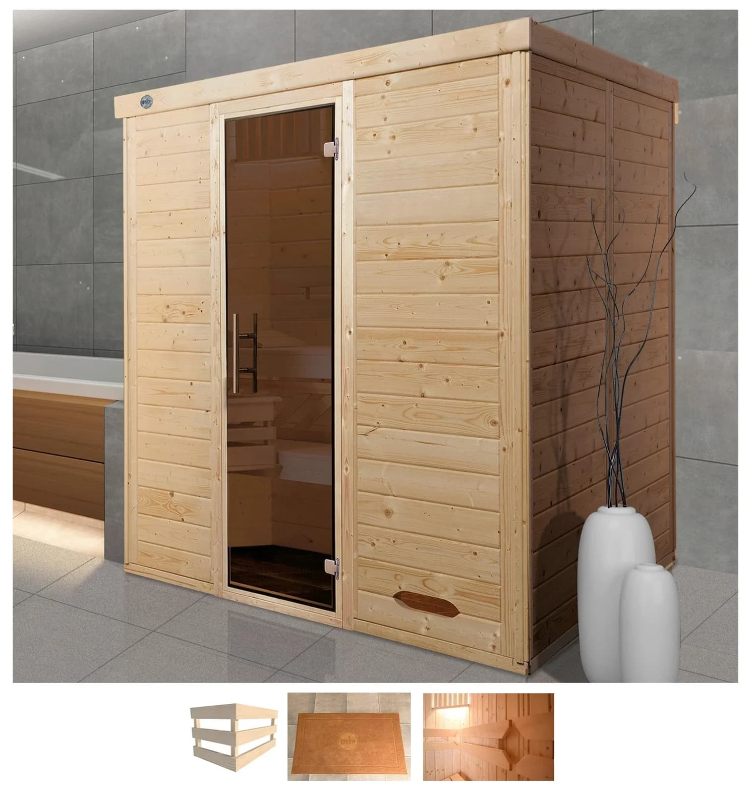 Sauna WEKA Kemi Beige Naturbelassen 2-Personen