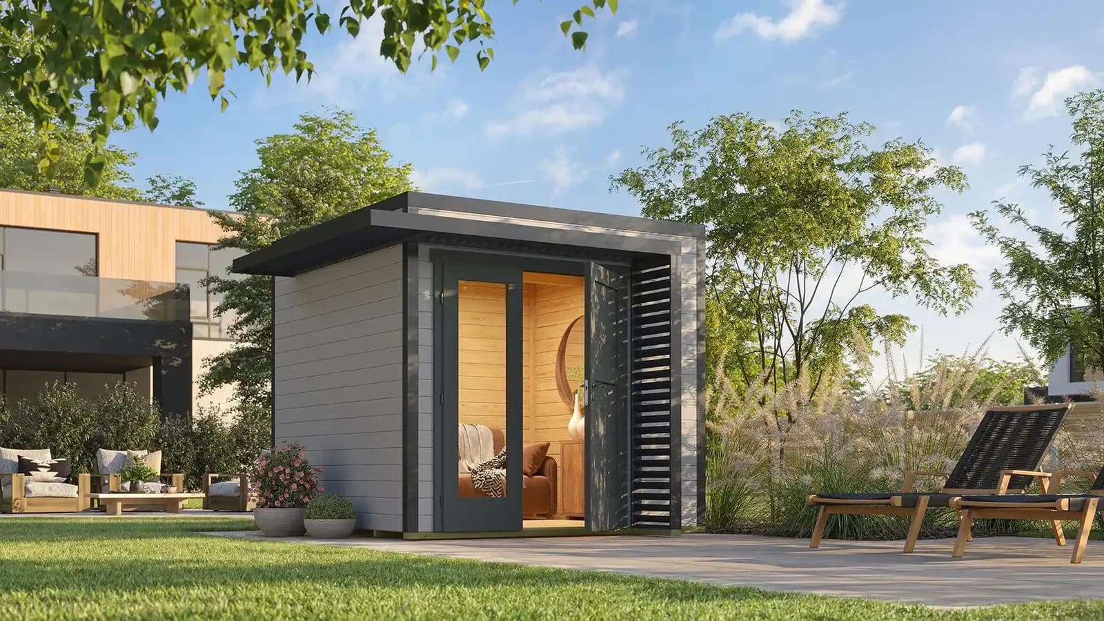 Gartenhaus WEKA "Amberley" 300x300 cm Massivholz grau
