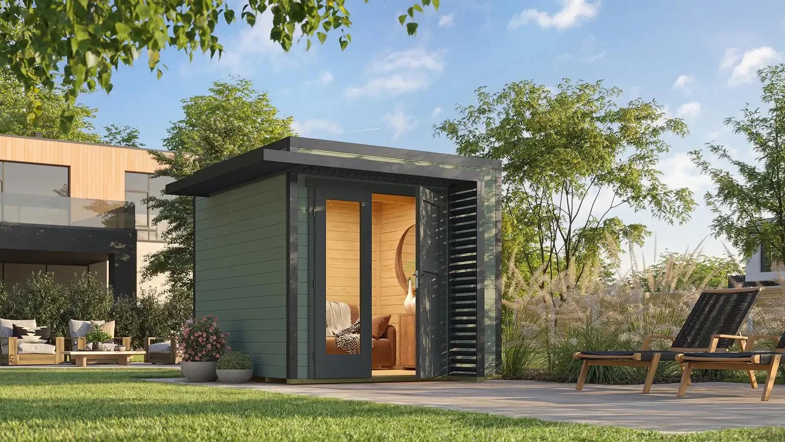 WEKA Gartenhaus Amberley 300x300 cm Massivholz grau