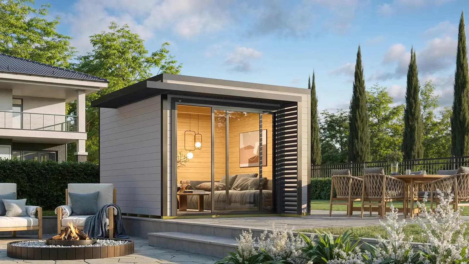 WEKA Gartenhaus "Amberley" Massivholz Grau/Anthrazit