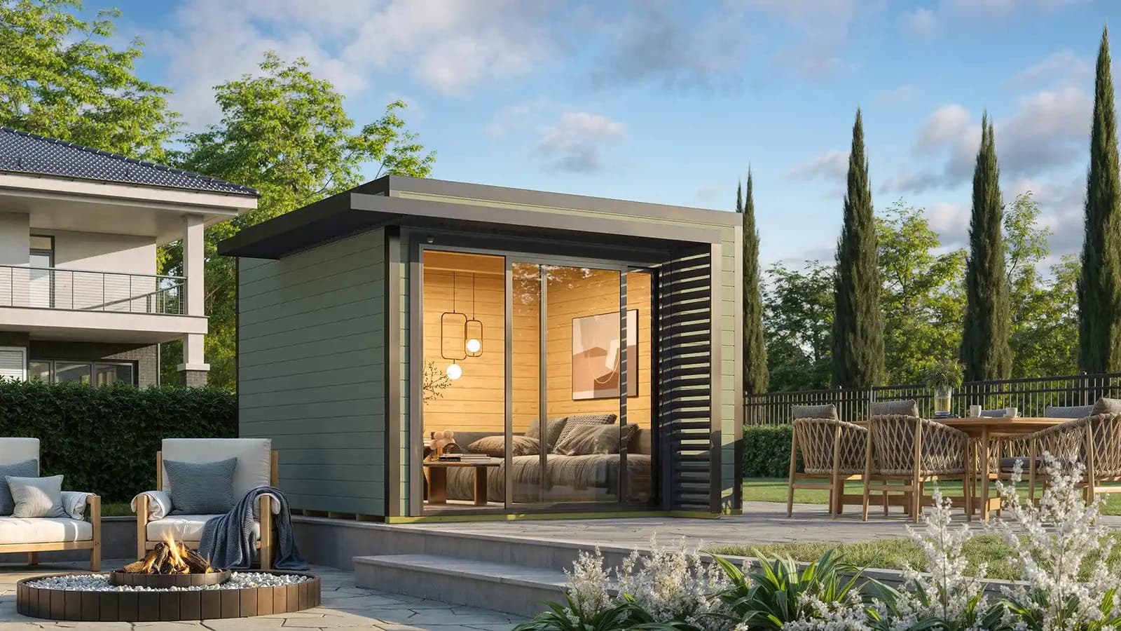 WEKA Gartenhaus Amberley Massivholz grau mit Fußboden