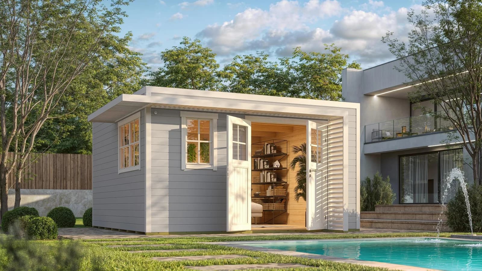 WEKA Gartenhaus Amberley 450x450 cm Grau Massivholz
