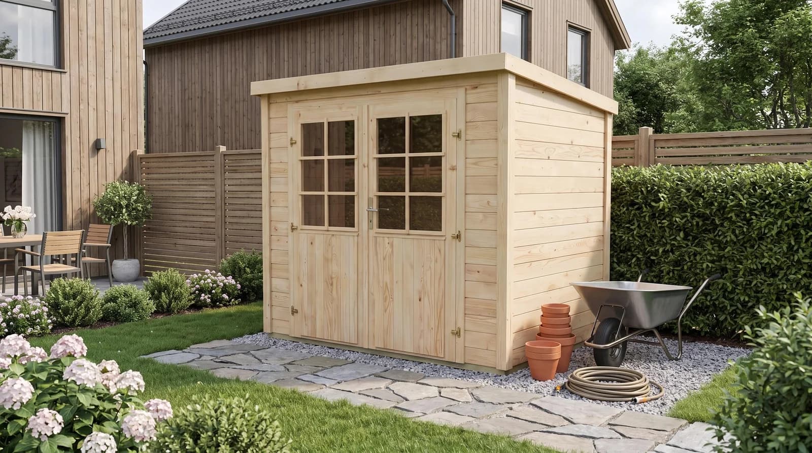 WEKA Gartenhaus Lugo 1 Braun Holzwerkstoff Flachdach