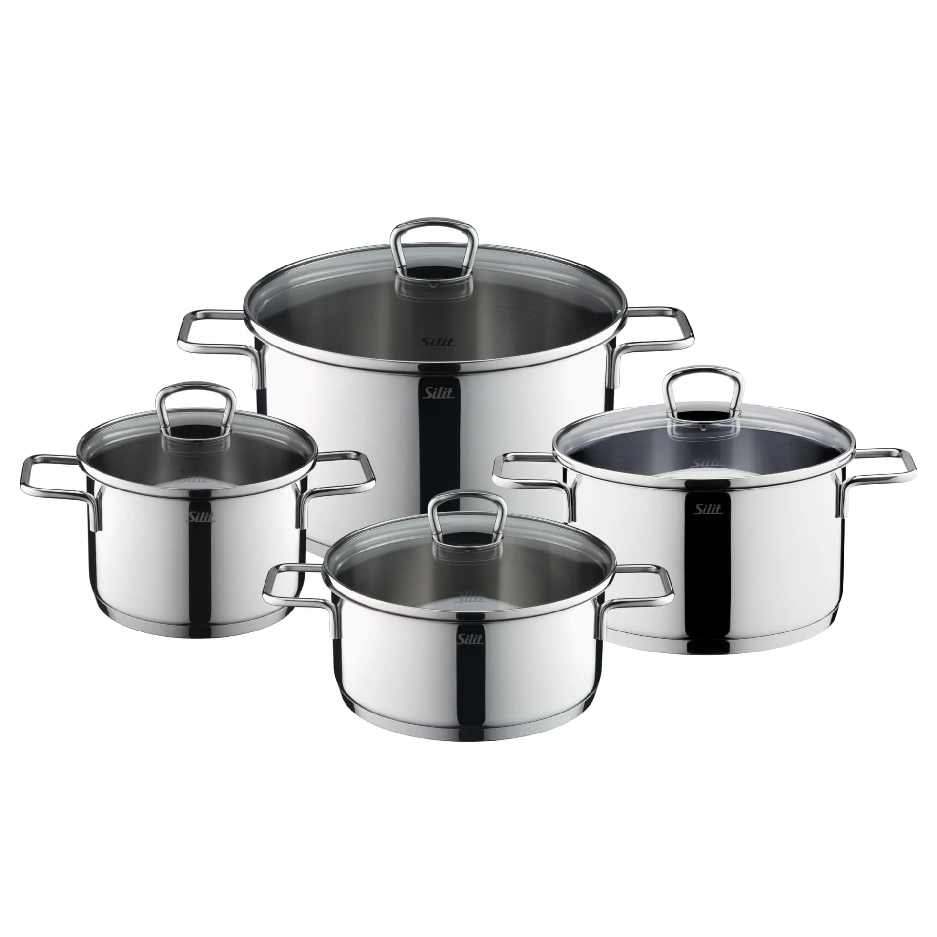 Silit Alicante Induktions-Topf-Set mit Glasdeckel, Silber