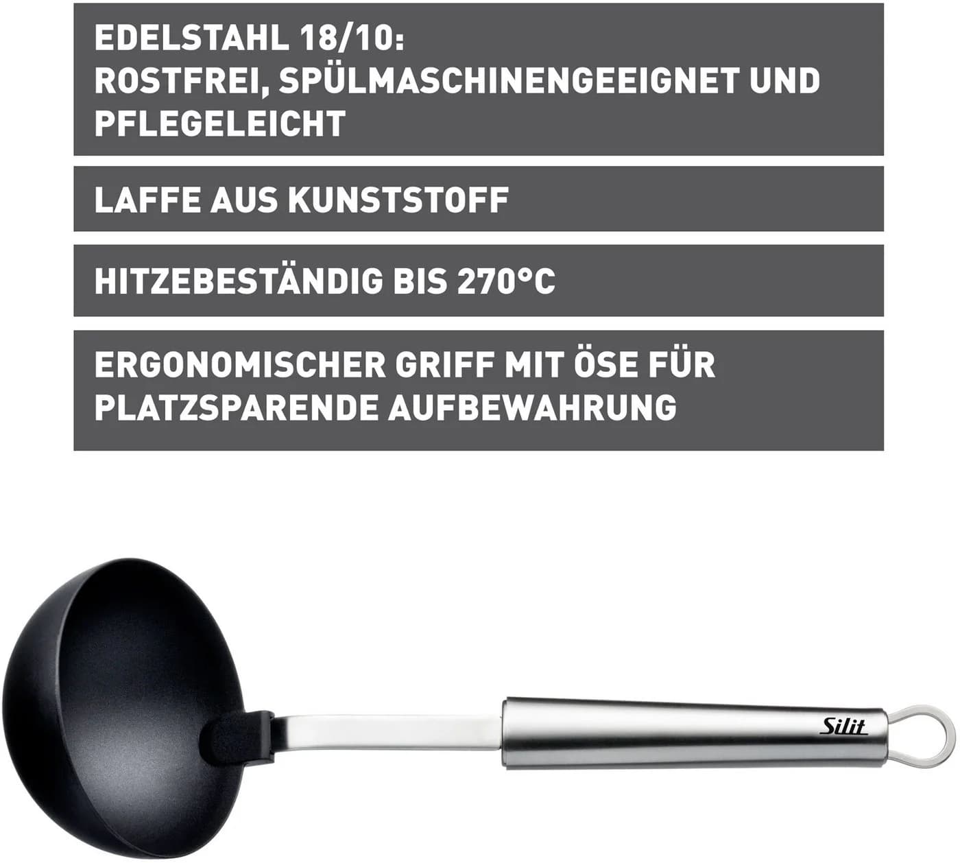 Silit Classic Line Schöpflöffel 30 cm Schwarz Edelstahl - Bild 5
