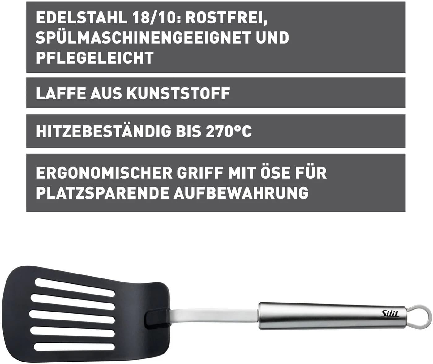 Silit Classic Line Pfannenwender Edelstahl Schwarz - Bild 5