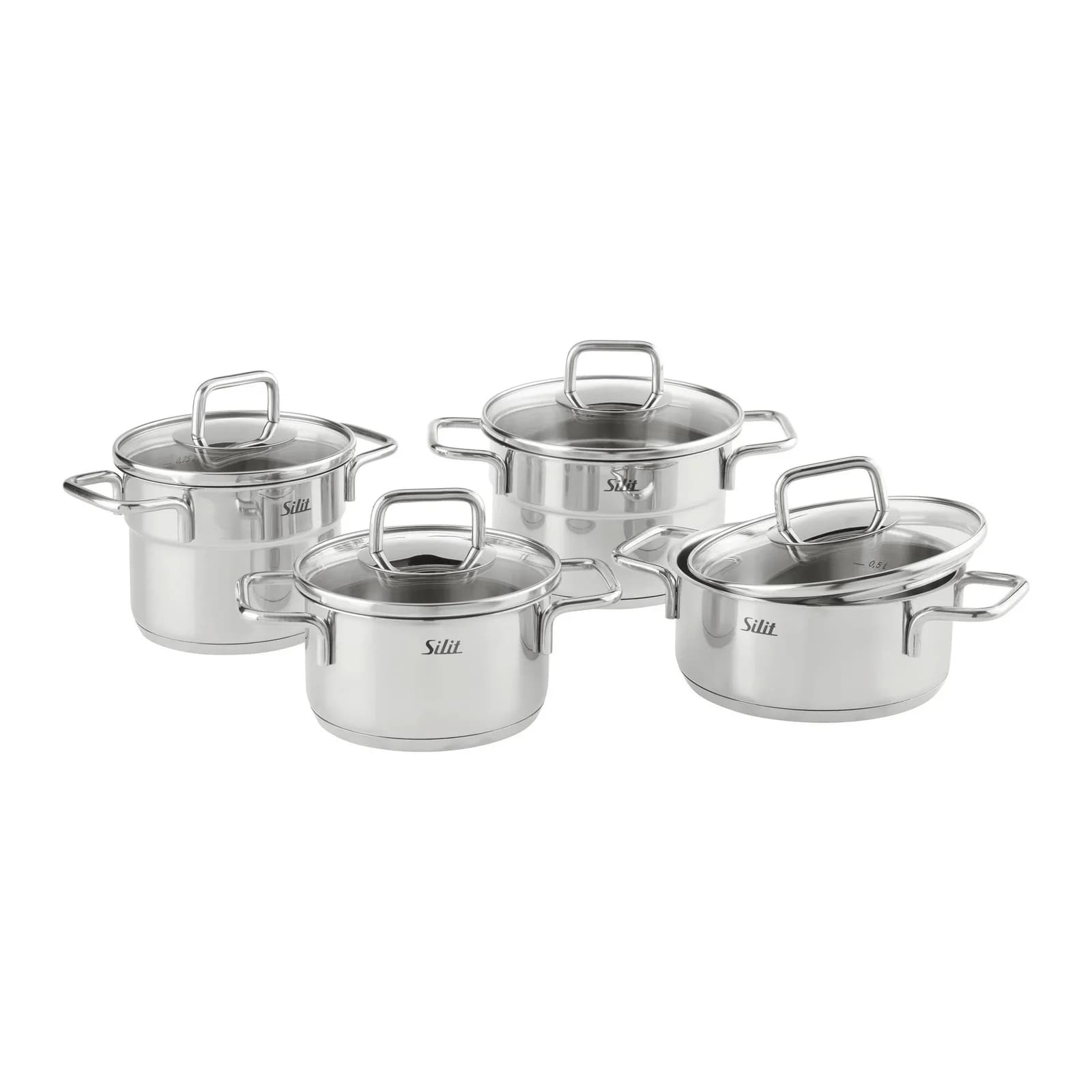 Silit Extra Cook Mini Kochgeschirr-Set Induktion mit Glasdeckeln, stapelbar, grau