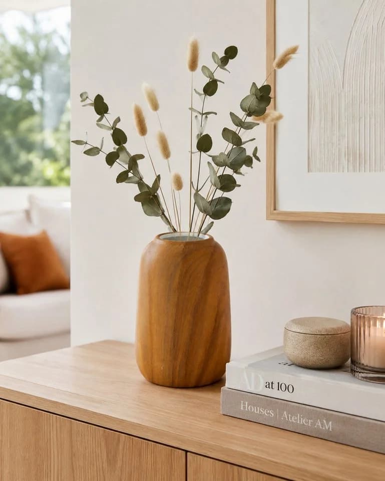 RIFFELMACHER & WEINBERGER Deko Vase Porzellan Holzdesign Hellbraun