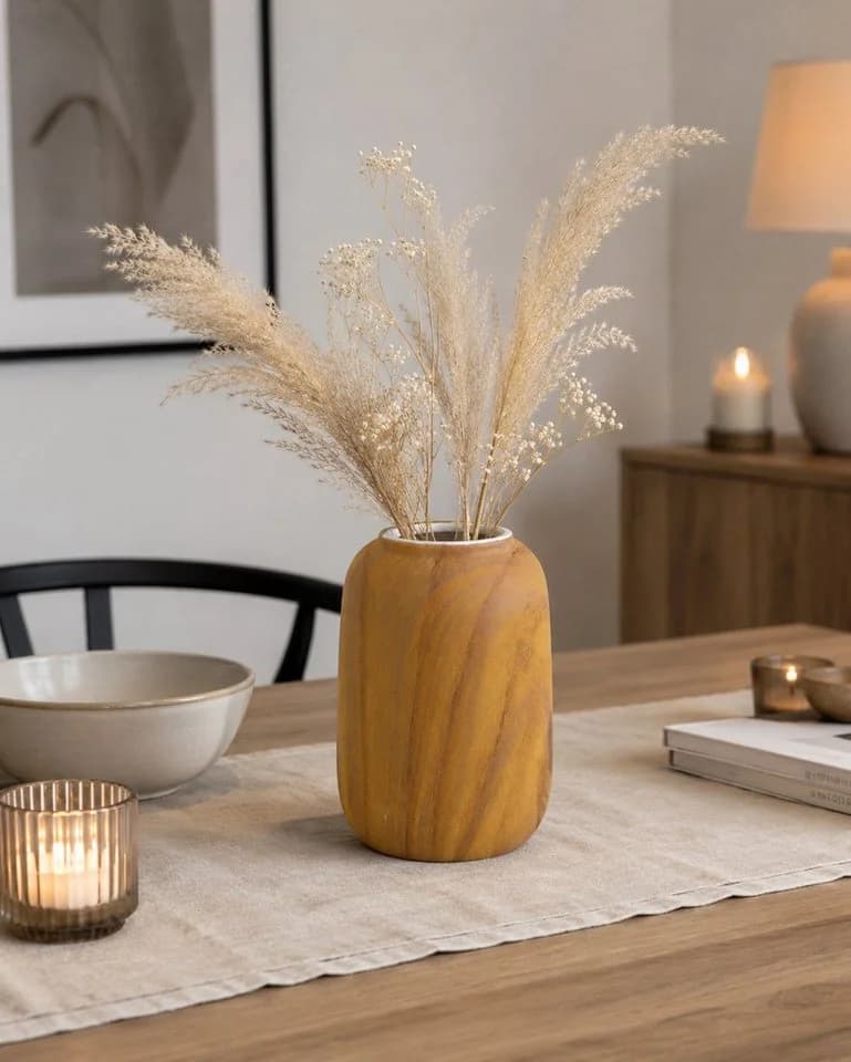 RIFFELMACHER & WEINBERGER Deko Vase Porzellan Holzdesign Hellbraun - Bild 5
