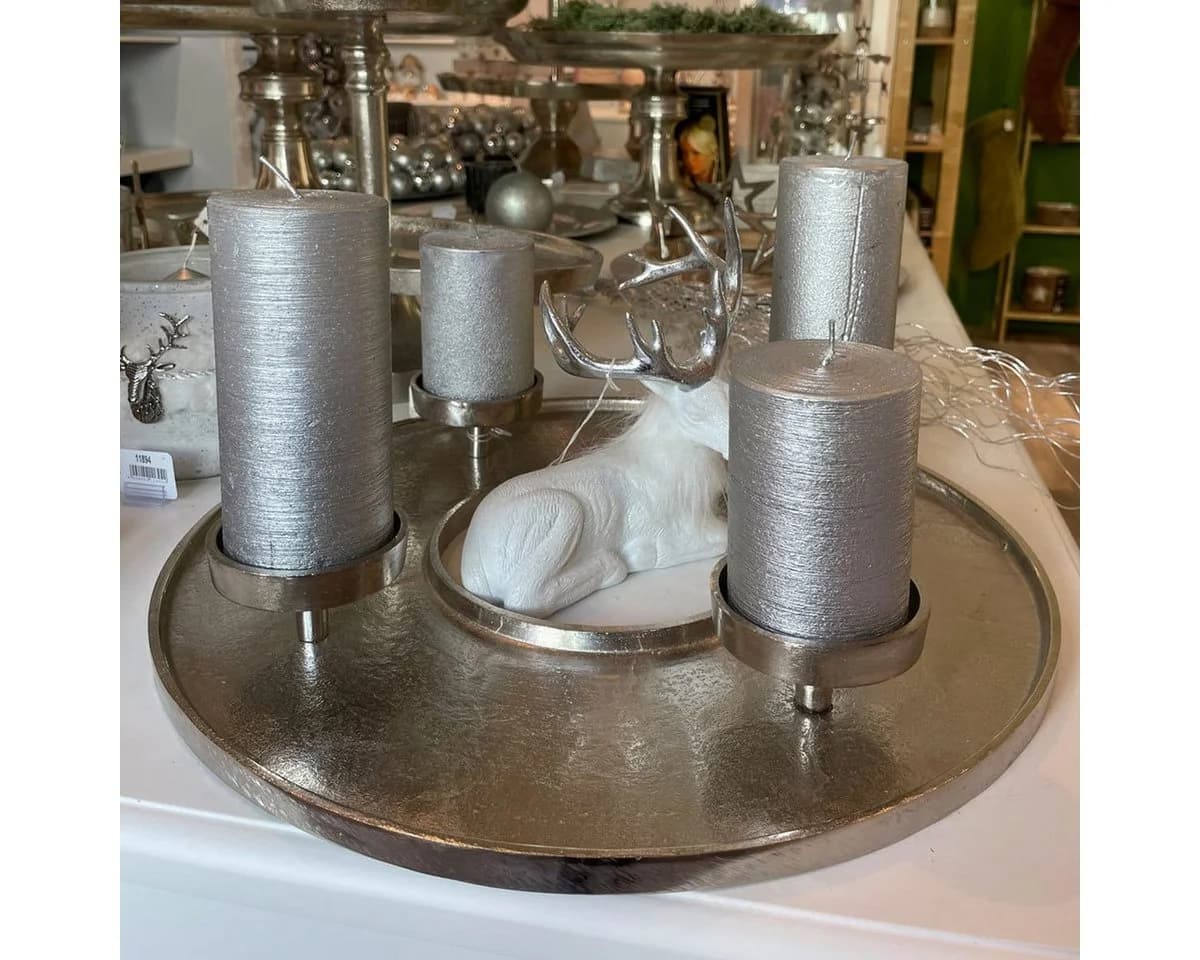 RIFFELMACHER Adventskranz Kranzschale Ø 41 cm Metall Silber - Bild 4