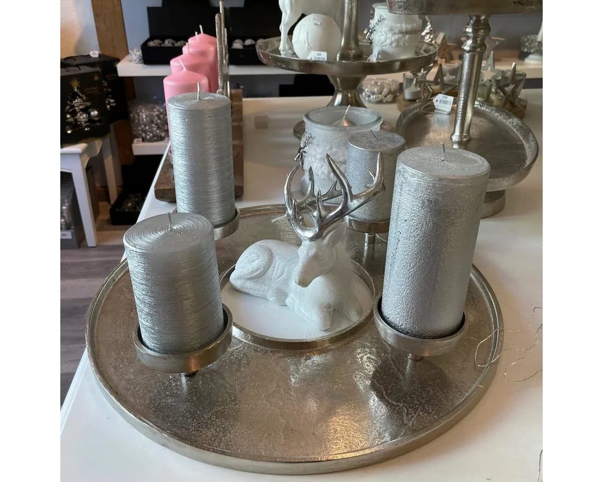 RIFFELMACHER Adventskranz Kranzschale Ø 41 cm Metall Silber - Bild 5