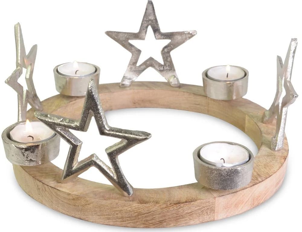 RIFFELMACHER & WEINBERGER Adventskranz Kerzenhalter Silber Holz - Bild 2