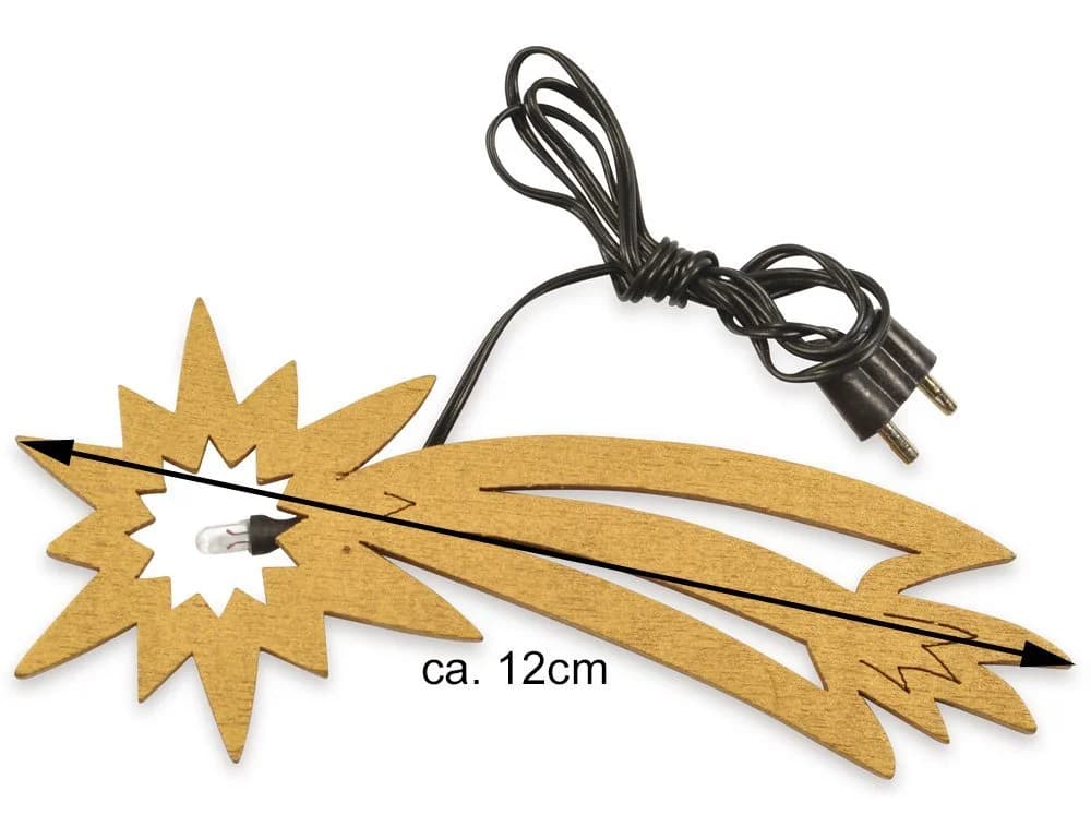 RIFFELMACHER & WEINBERGER LED Komet aus Holz 12cm Gold Weihnachtskrippe