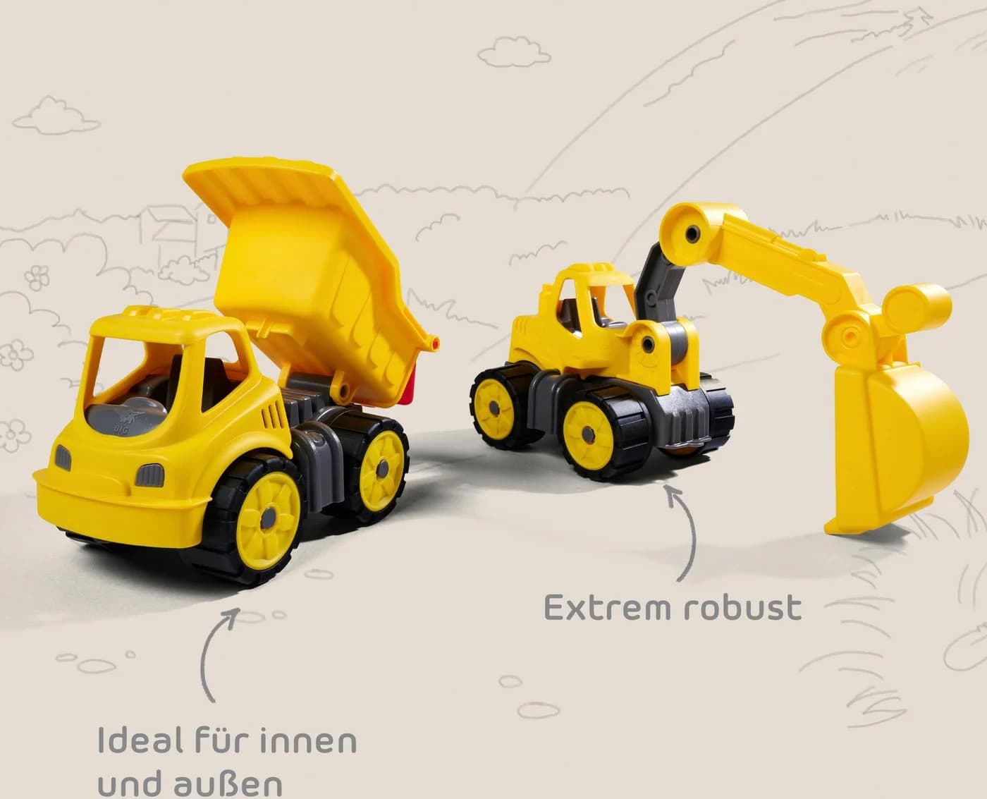 BIG Power-Worker Mini Set Kipper & Bagger Sandspielzeug Gelb Made in Germany - Bild 5