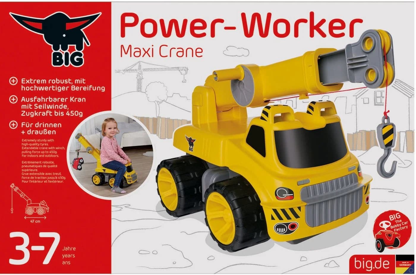 BIG Power-Worker Maxi-Kran Aufsitz-Kran Gelb - Bild 3