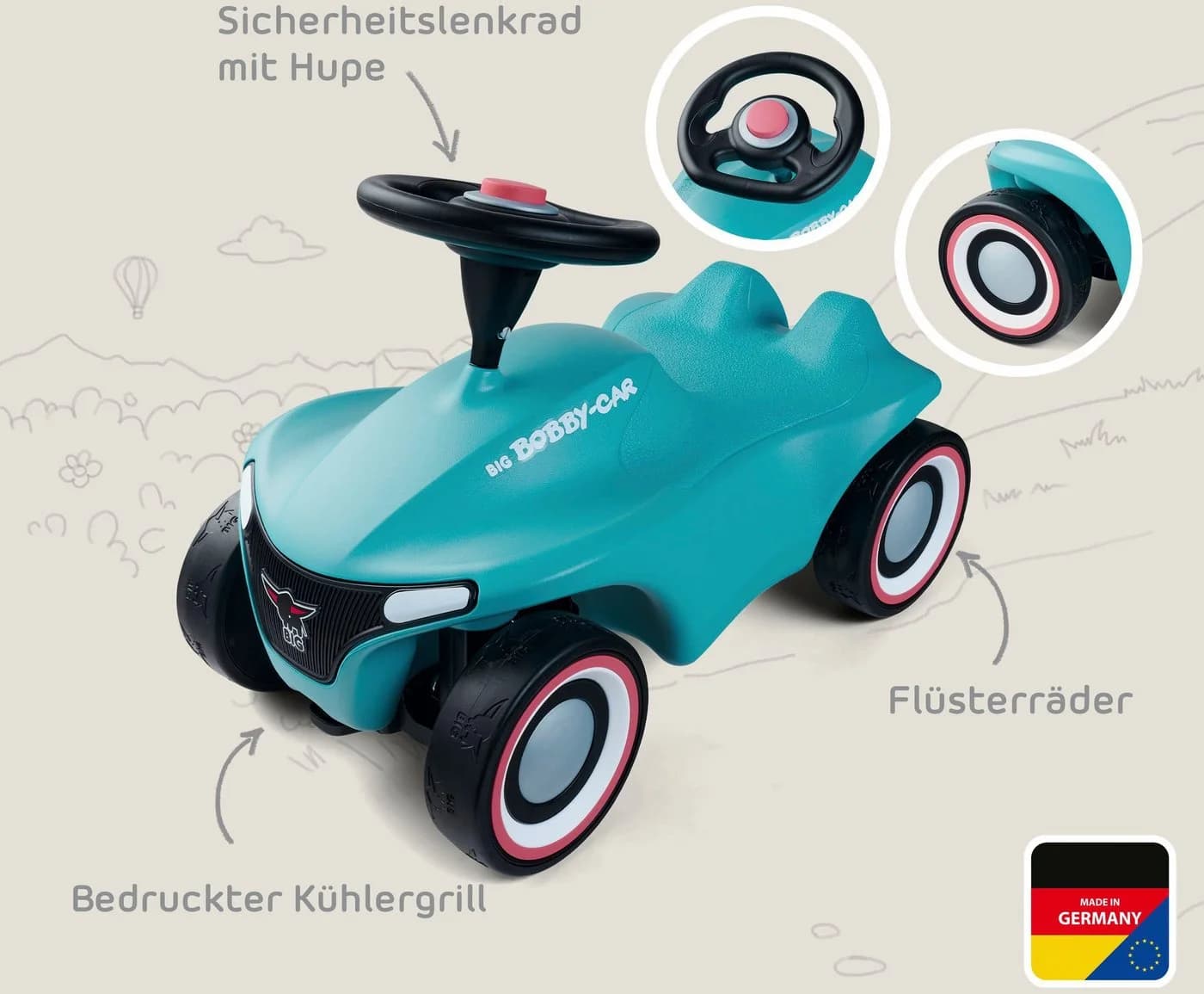 BIG Bobby Car Neo Rutschauto Azurblau Farbe des Jahres 2023 - Bild 4
