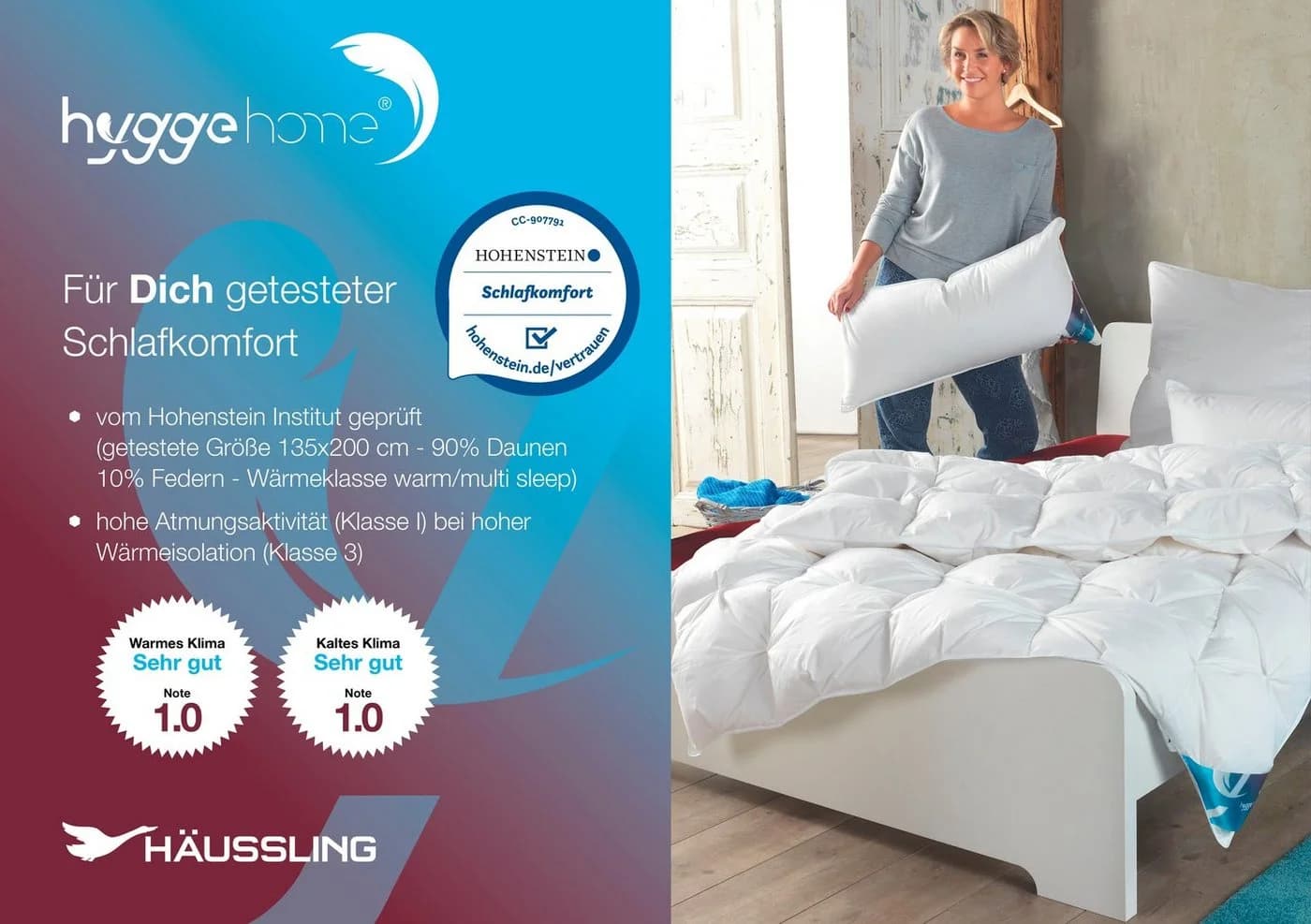 Haeussling Daunenbettdecke Hygge Home Weiß 90% Daunen 10% Federn - Bild 3