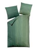 Dormisette Fein Biber Bettwäsche Grün Streifen 135x200 80x80 cm Bild 1
