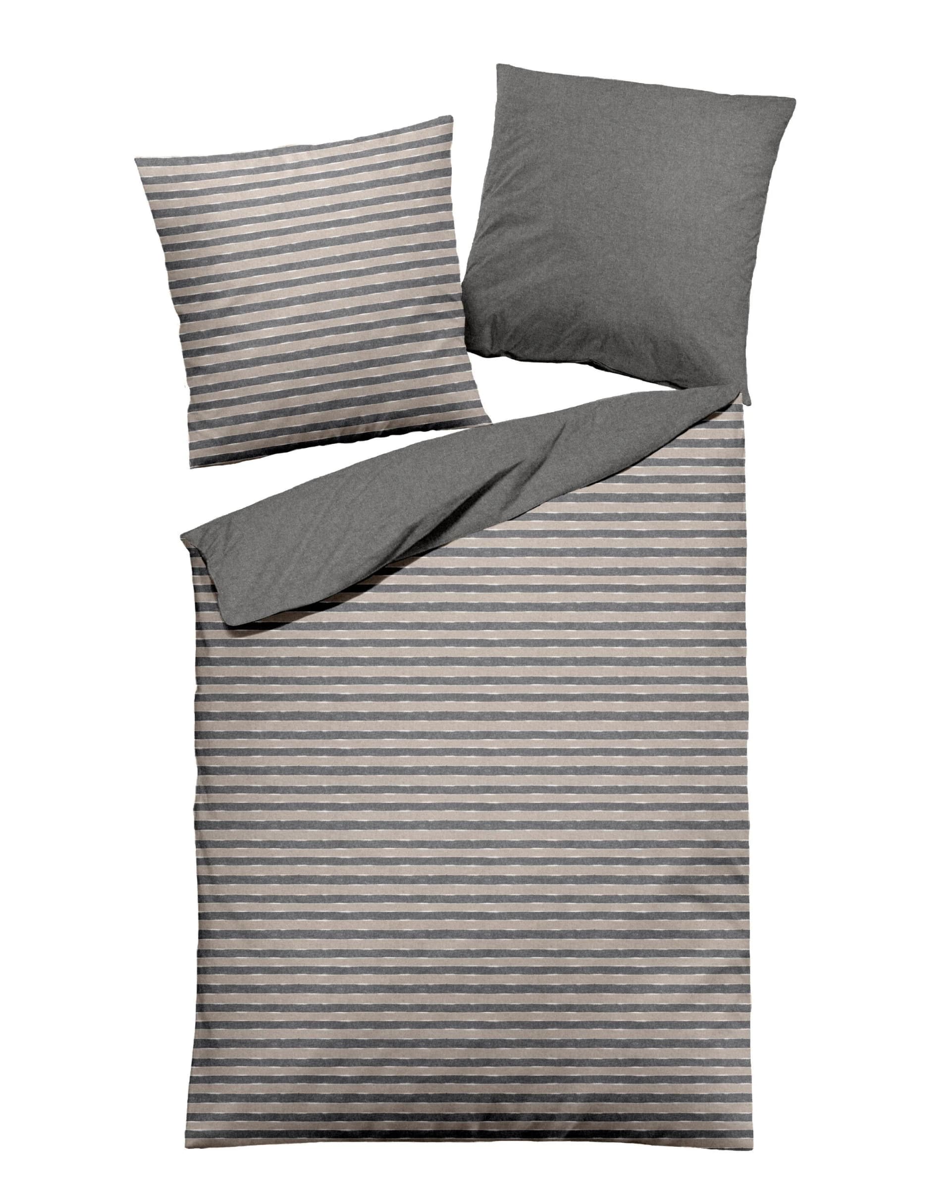 DORMISETTE Bettwäsche Flanell Beige/Anthra 155x220 cm
