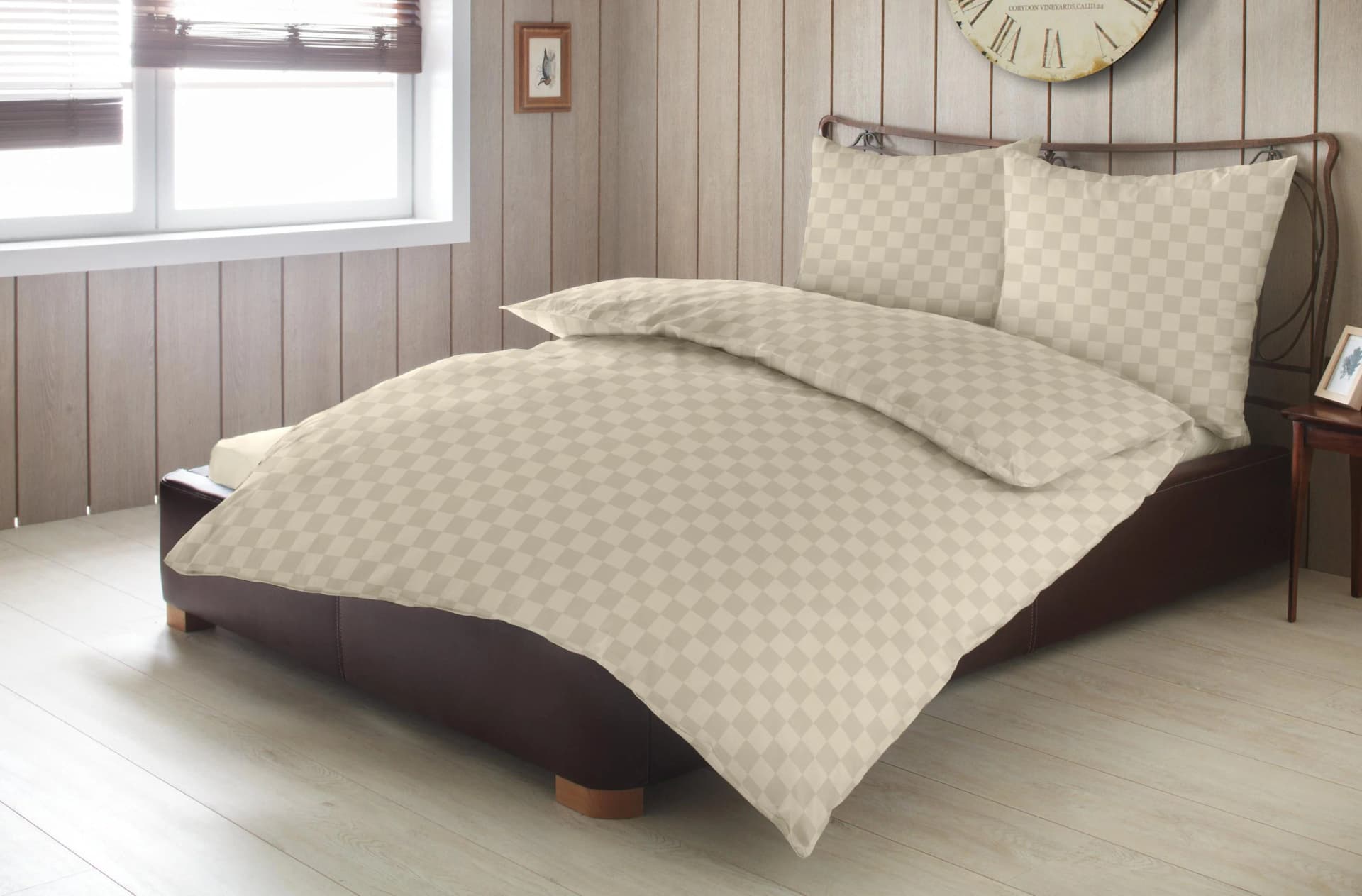 Dormisette Bettwäsche KARO Damast Champagner 135x200 cm