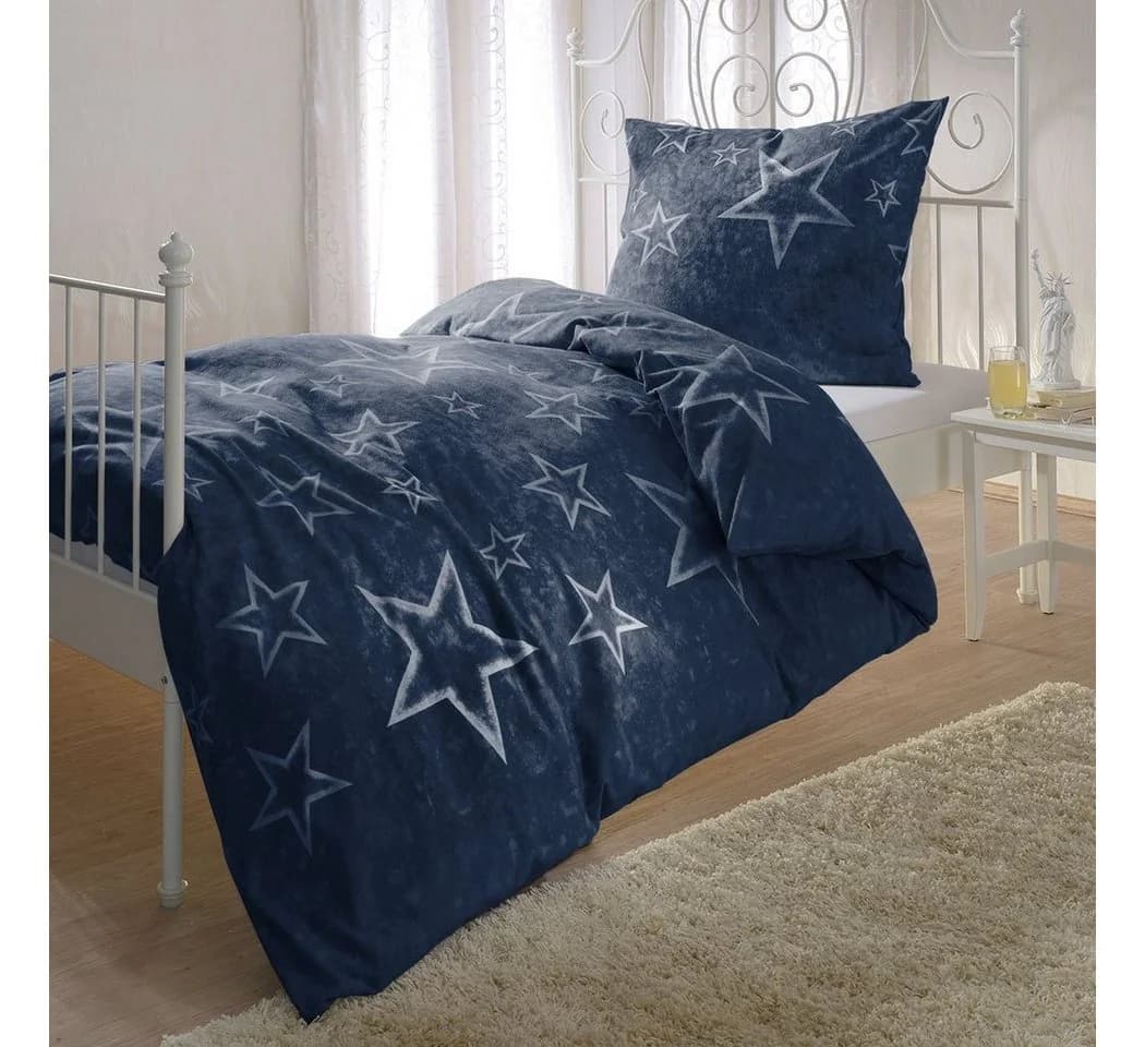 BETTWARENSHOP Bettwäsche Sterne Biber 2-teilig - Bild 2