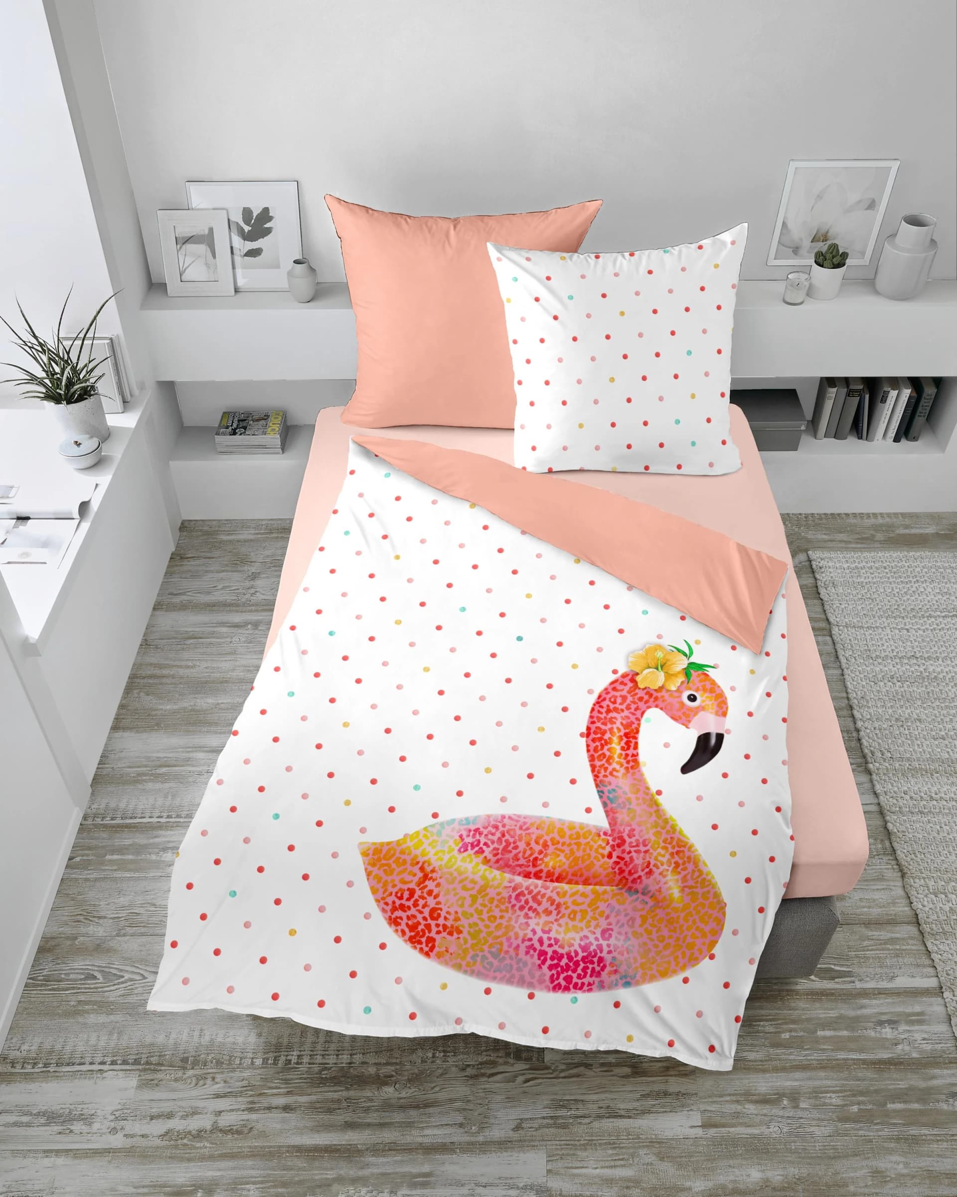 Dormisette Bettwäsche FLAMINGO Satin Weiß/Terra