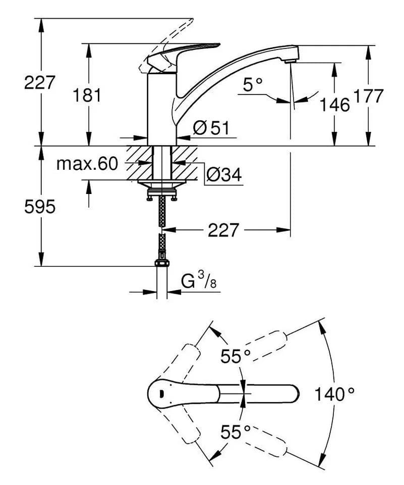 Grohe Eurosmart Einhand-Küchenarmatur Chrom Schwenkbar - Bild 4