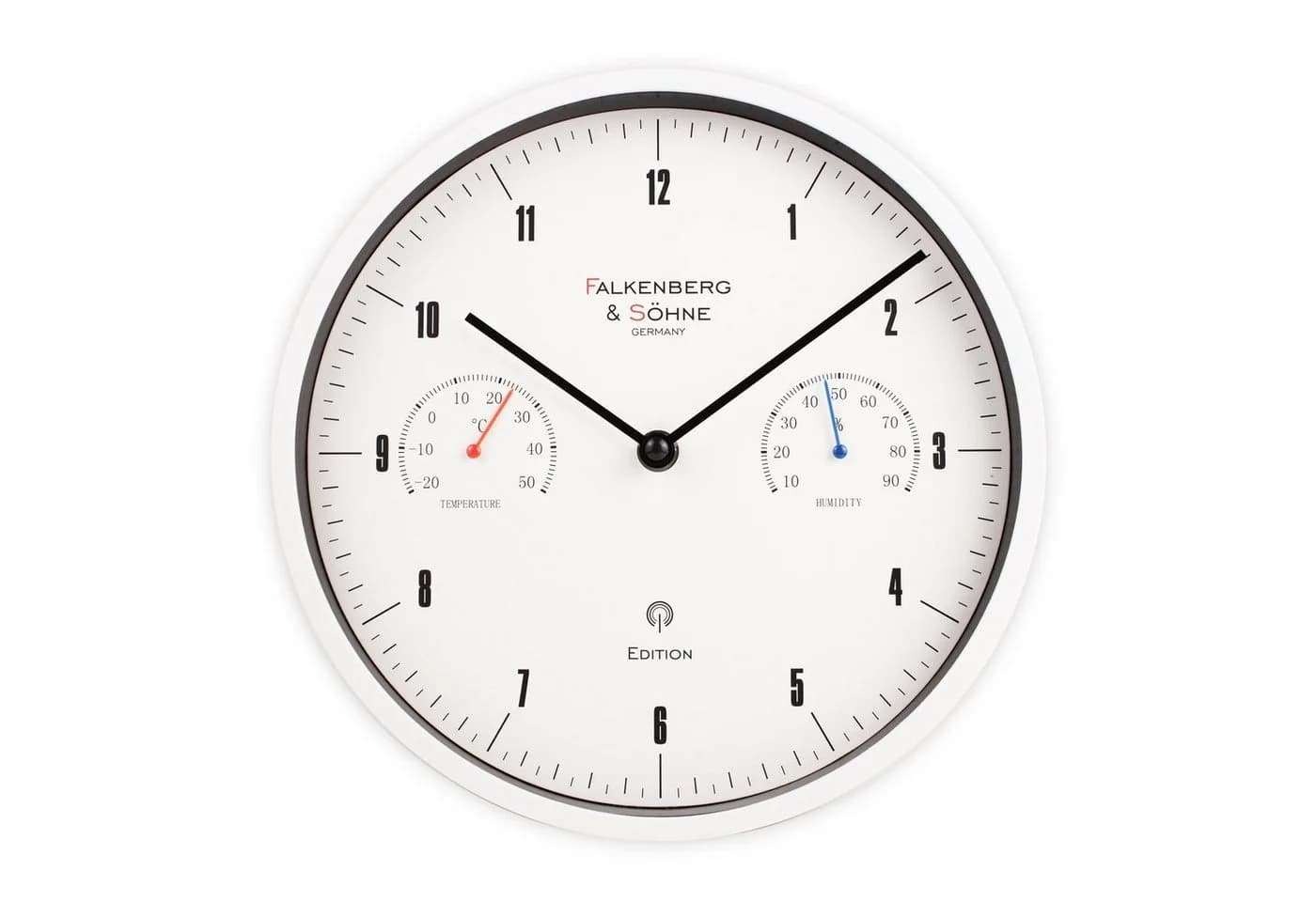 Miraval Funkwanduhr Weiß 250mm mit Thermometer Hygrometer - Bild 2