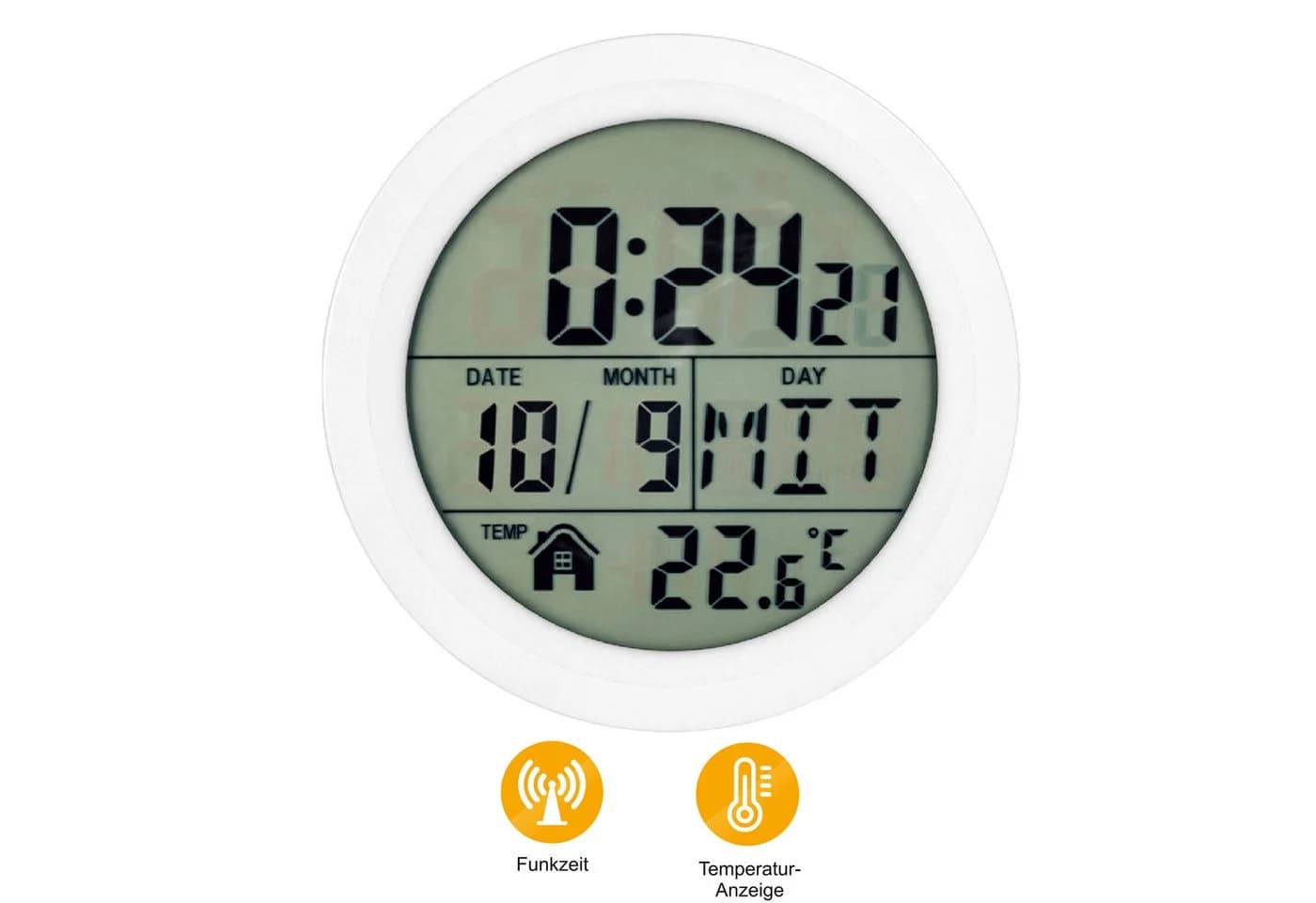 Miraval Digitale Funkwanduhr Badezimmer DCF77 Thermometer - Bild 2