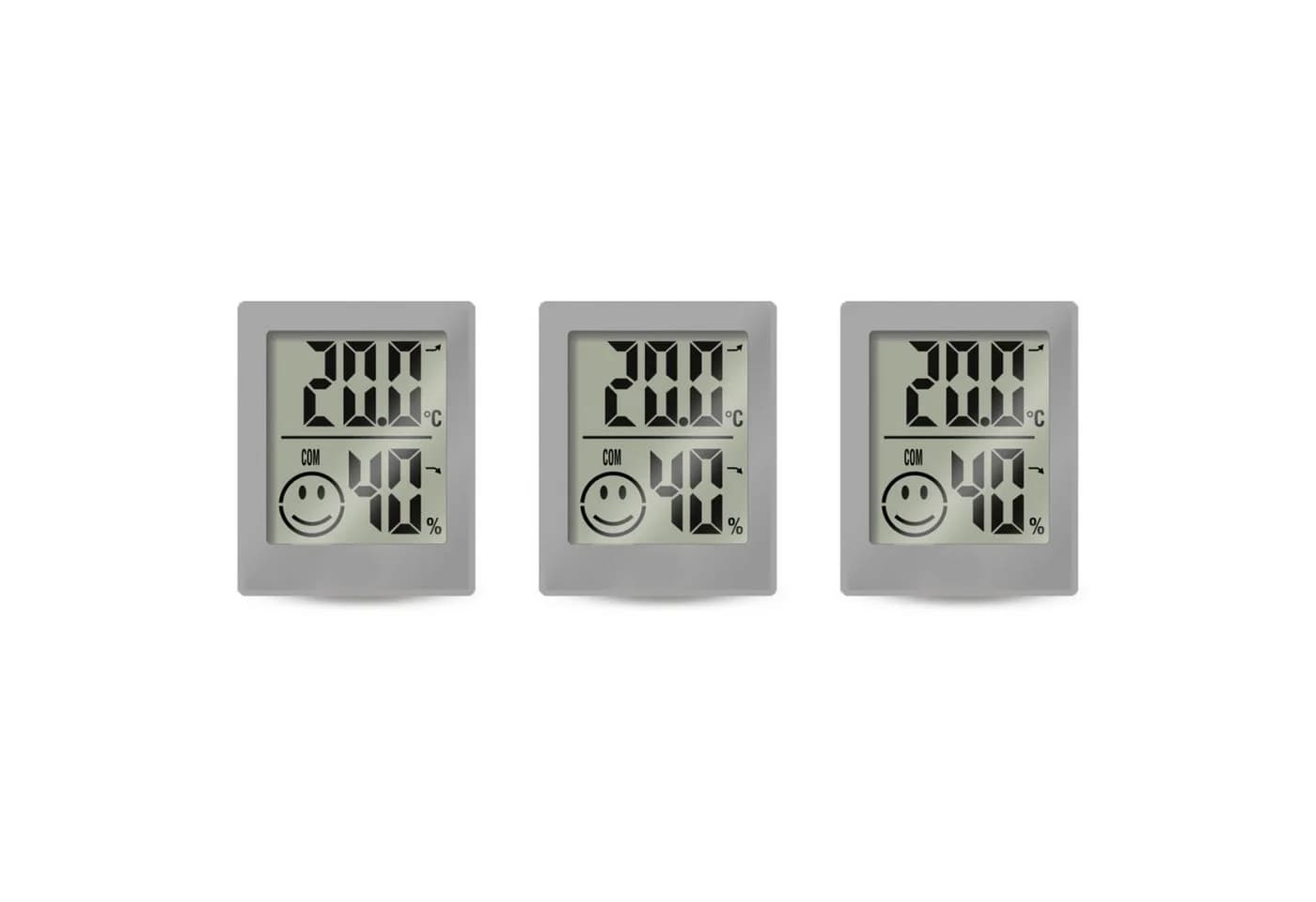 Miraval Thermo-/Hygrometer 3er Set Grau mit Smiley Anzeige