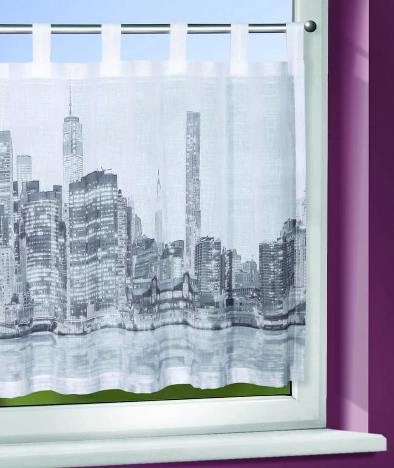 WILLKOMMEN ZUHAUSE Scheibengardine Sally transparent mit Skyline-Optik - Bild 4