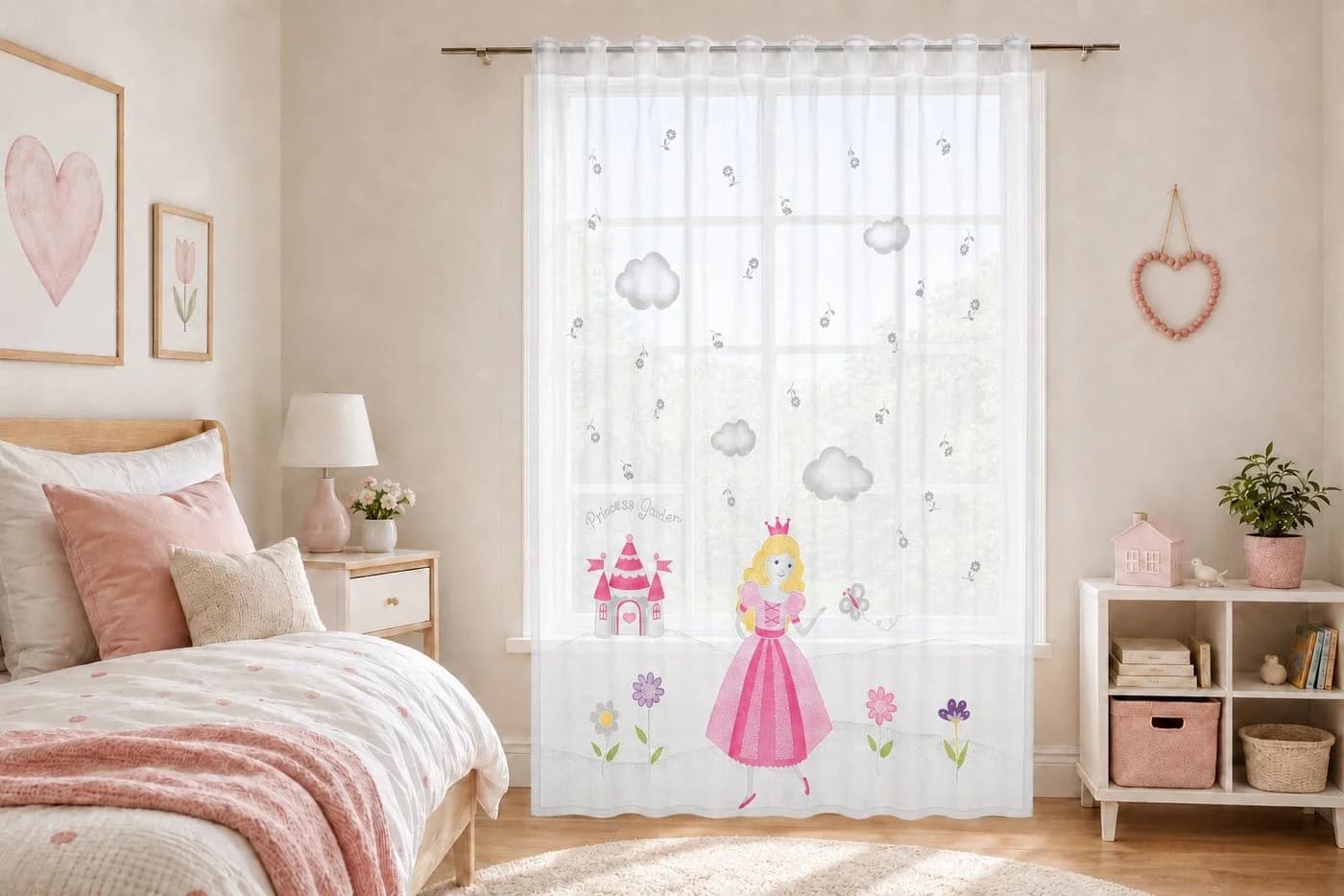 WILLKOMMEN ZUHAUSE Gardine Prinzessin Motiv Schlaufenschal