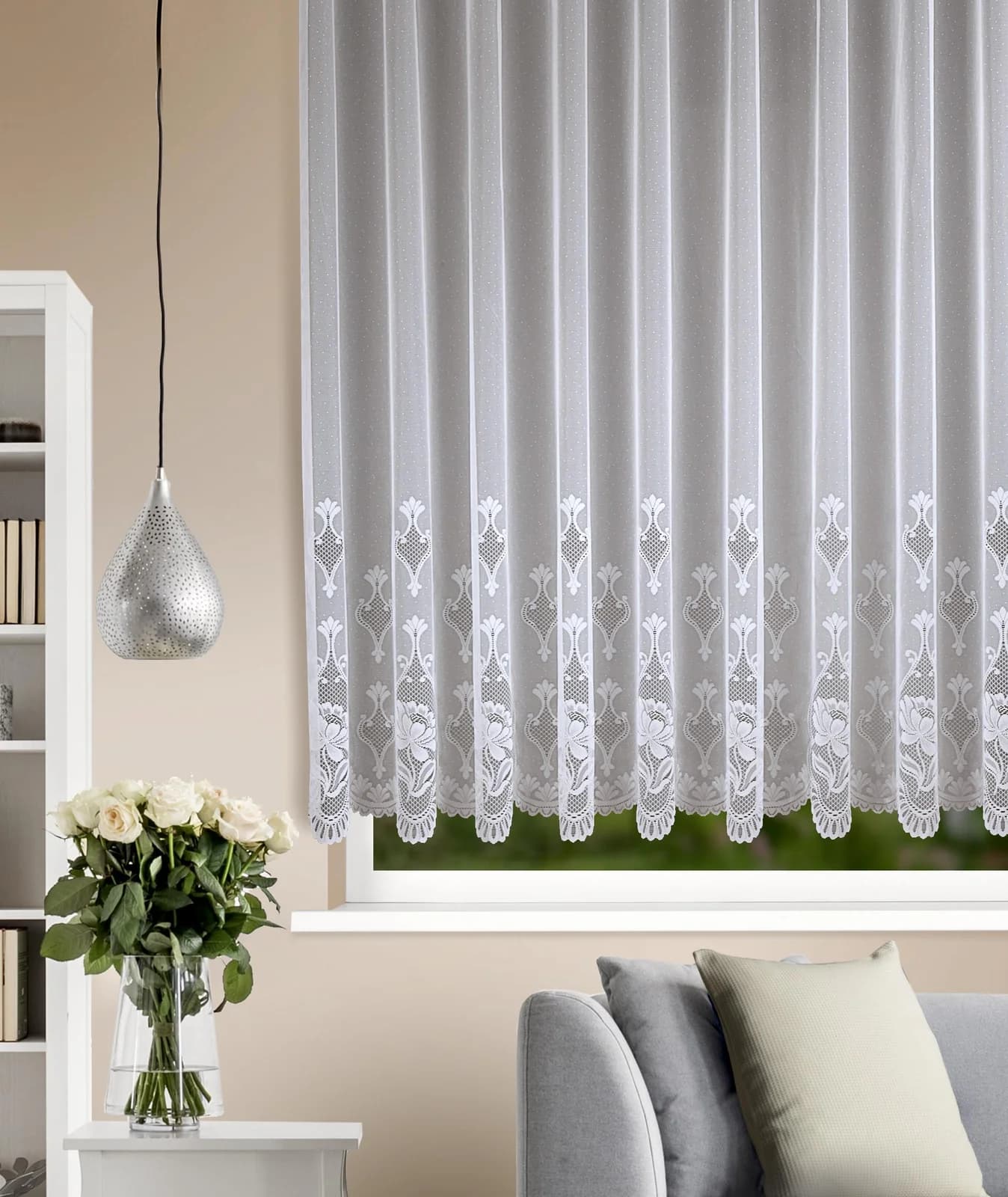 HOMING Gardine Sophie Weiß Polyester Kräuselband