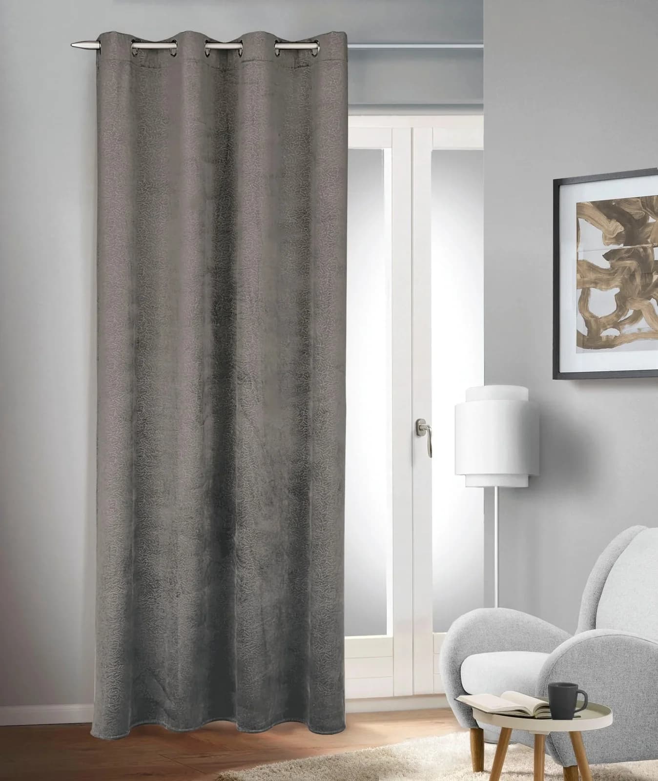 HOMING Vorhang Stromboli Dunkelgrau 135x245 cm Polyester Ösen
