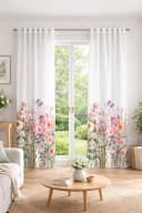 WILLKOMMEN ZUHAUSE Gardine Halbtransparent Floral 135x245 cm Bild 1