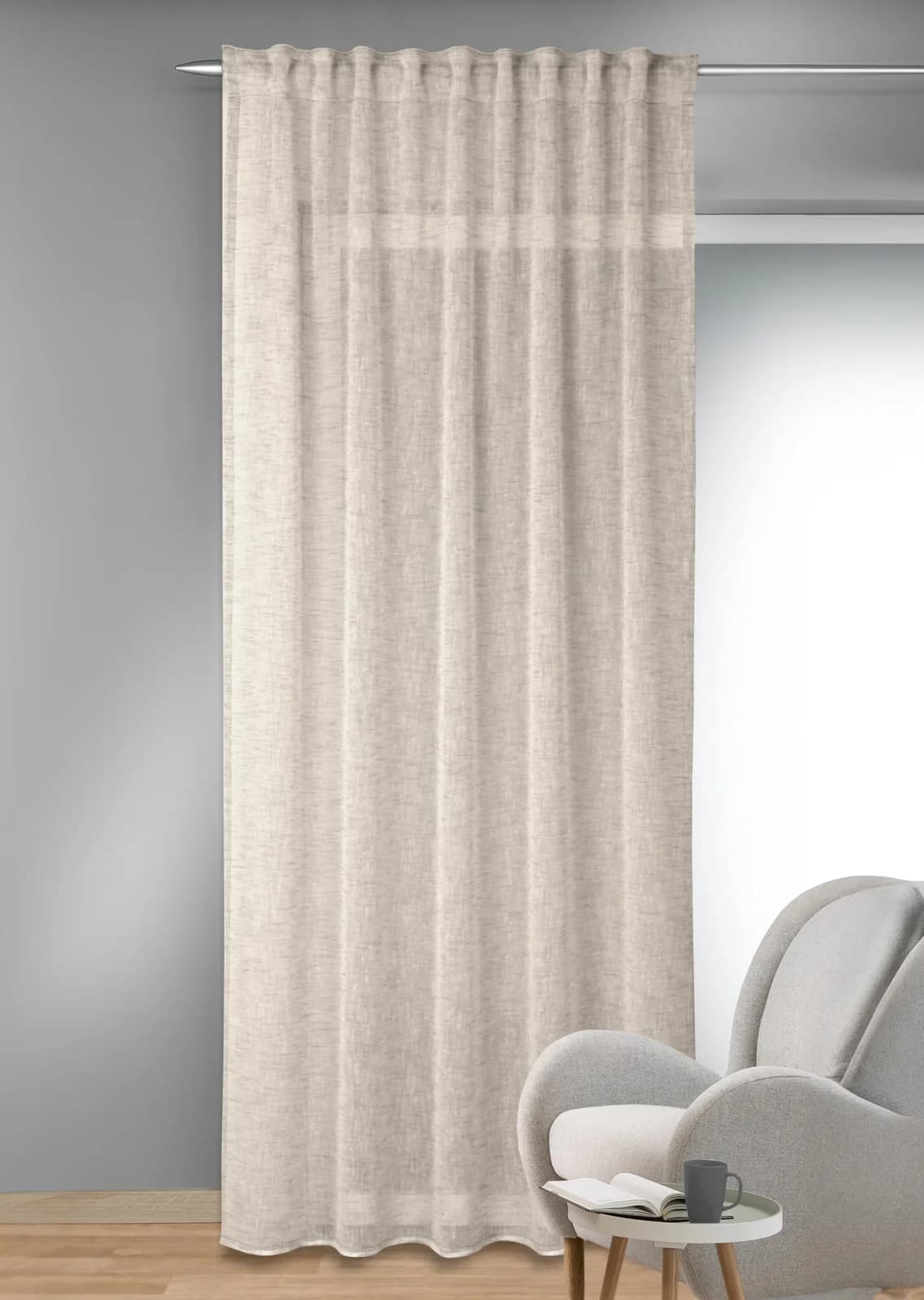 HOMING Gardine Maja Beige Leinenoptik Polyester