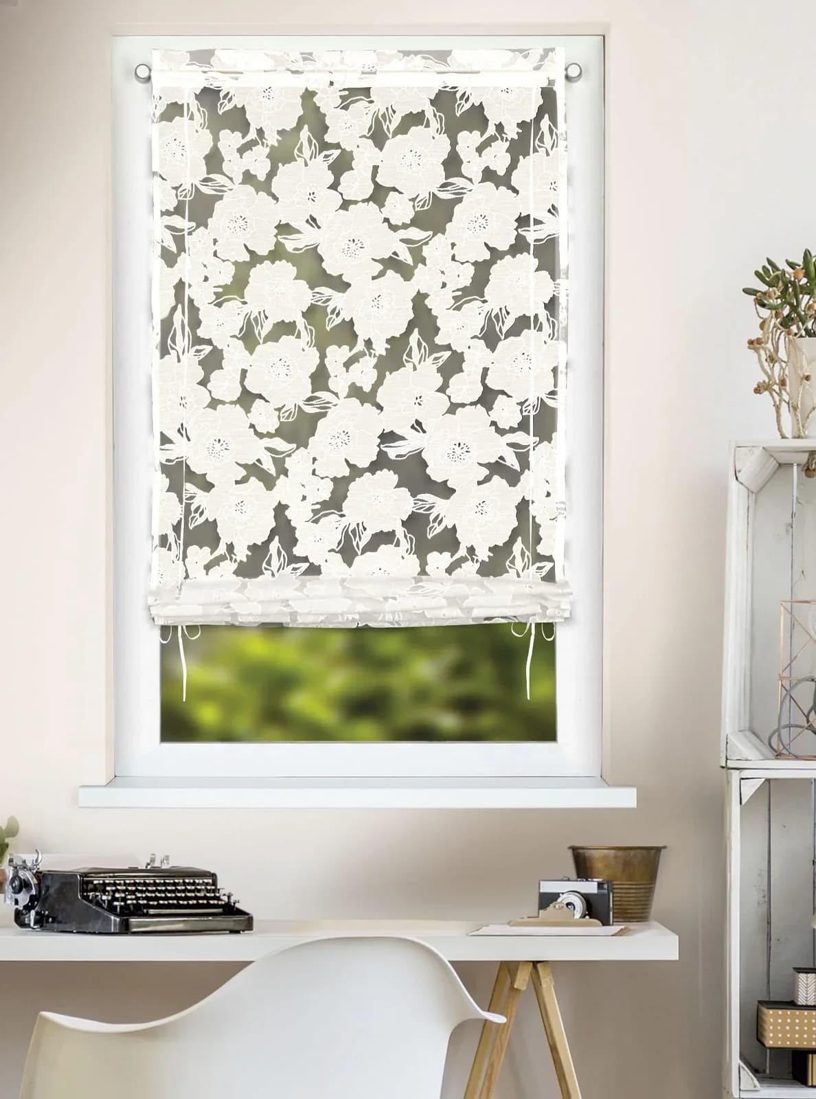 HOMING Vorhang Juana Weiß Floral Polyester