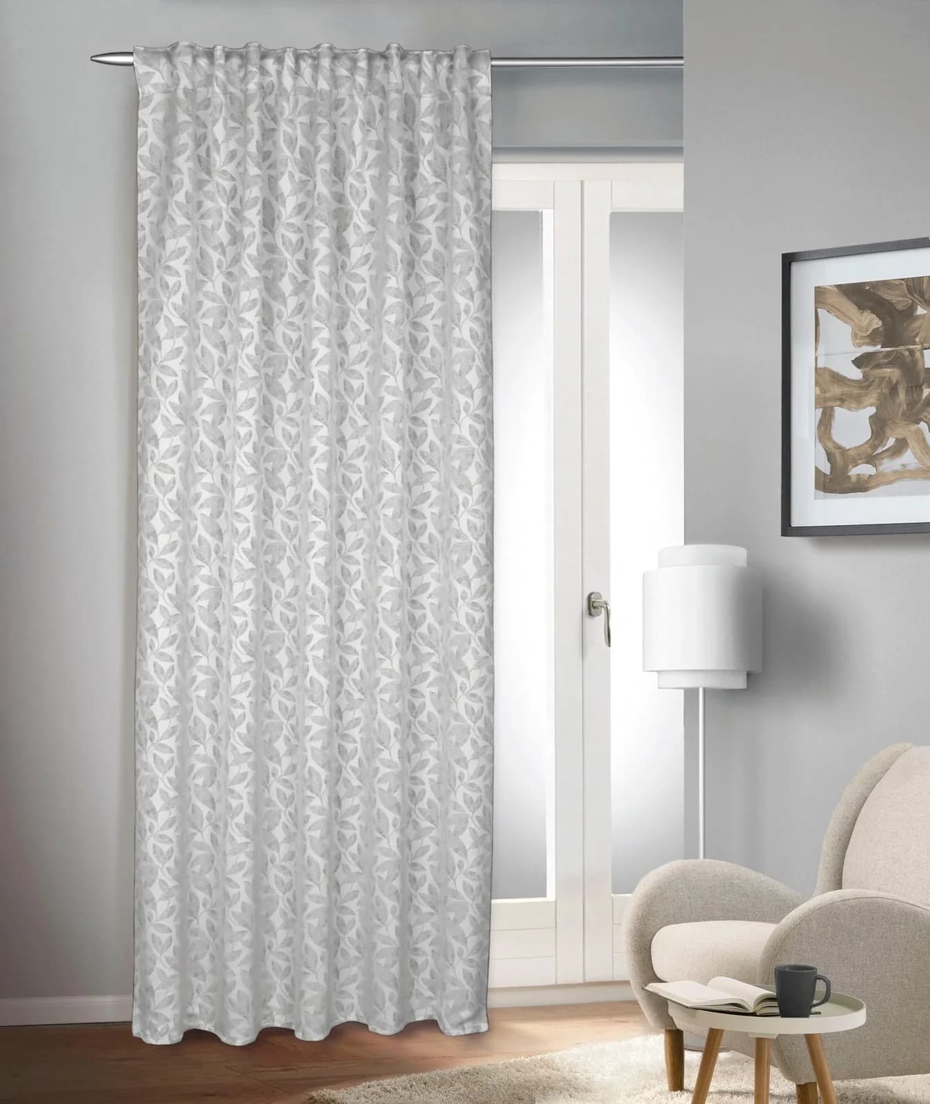 HOMING Gardine Ava Grau 135x245cm Polyester Fertigschal