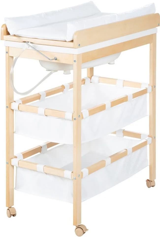 roba® Bade- und Wickelregal Baby Pool Holz natur inkl. Wickelauflage - Bild 2