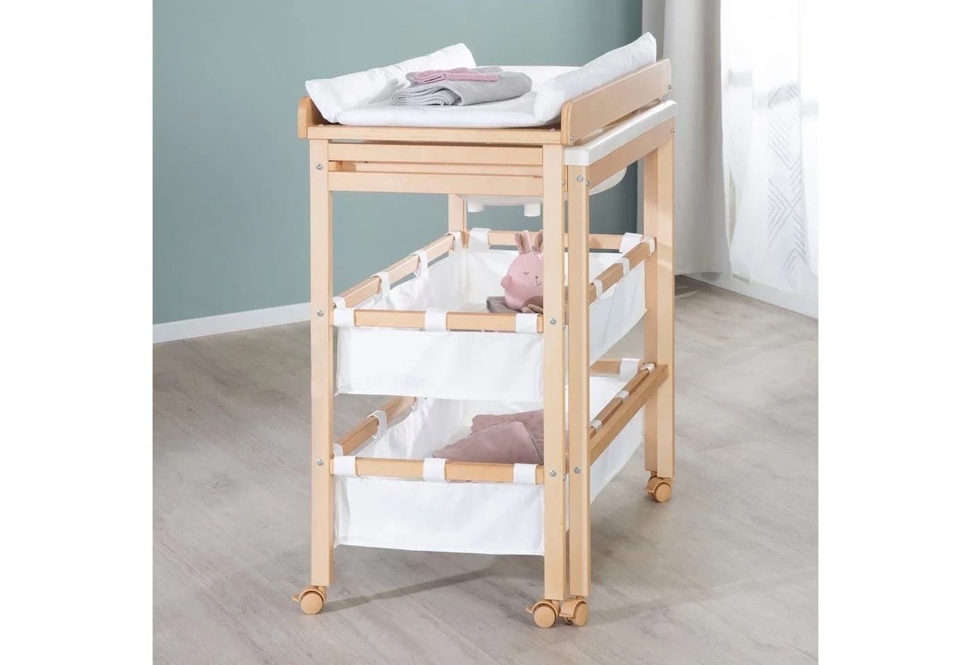 roba Baby Pool Bade- und Wickelregal Natur Holzwerkstoff - Bild 3