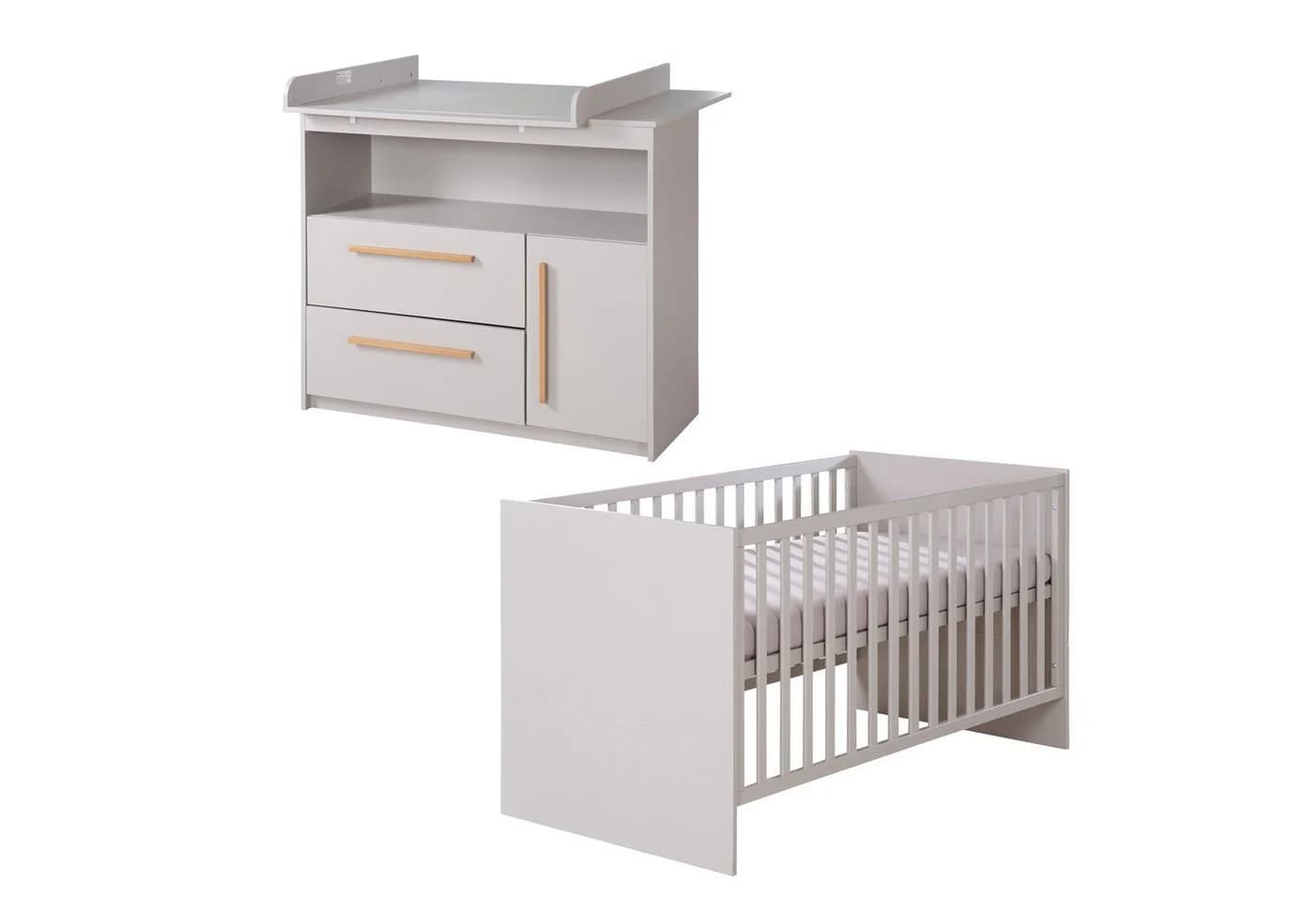 roba® Babymöbel-Set Lea Wickelkommode & Babybett Beige/Grau - Bild 2