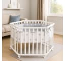 roba Laufgitter Little Stars 6-eckig Beige mit Stoffeinlage Bild 1